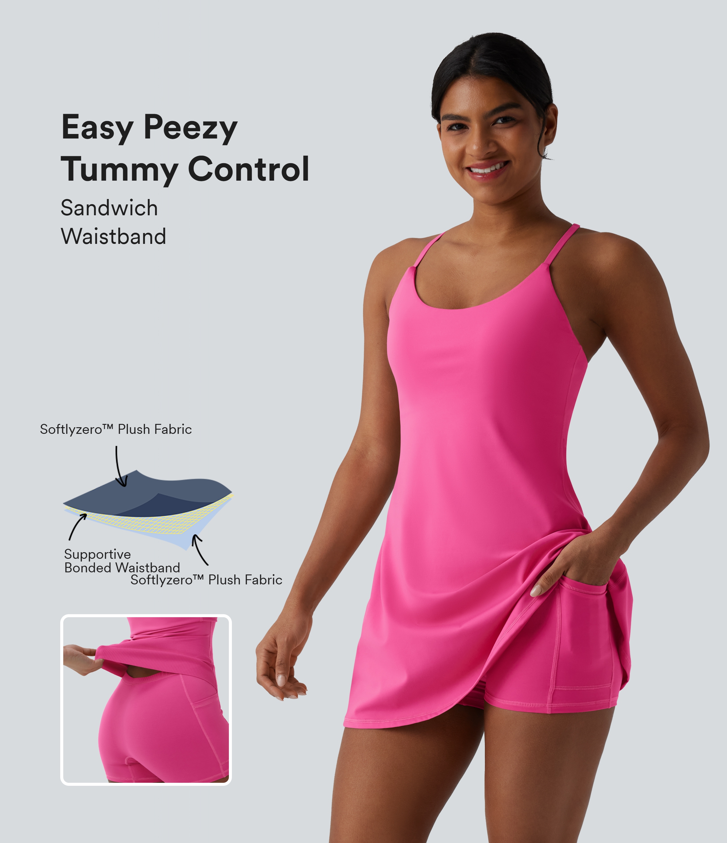 Softlyzero™ Plush - Aktivkleid mit Seitentaschen und Bauchkontrolle - Easy Peezy Edition