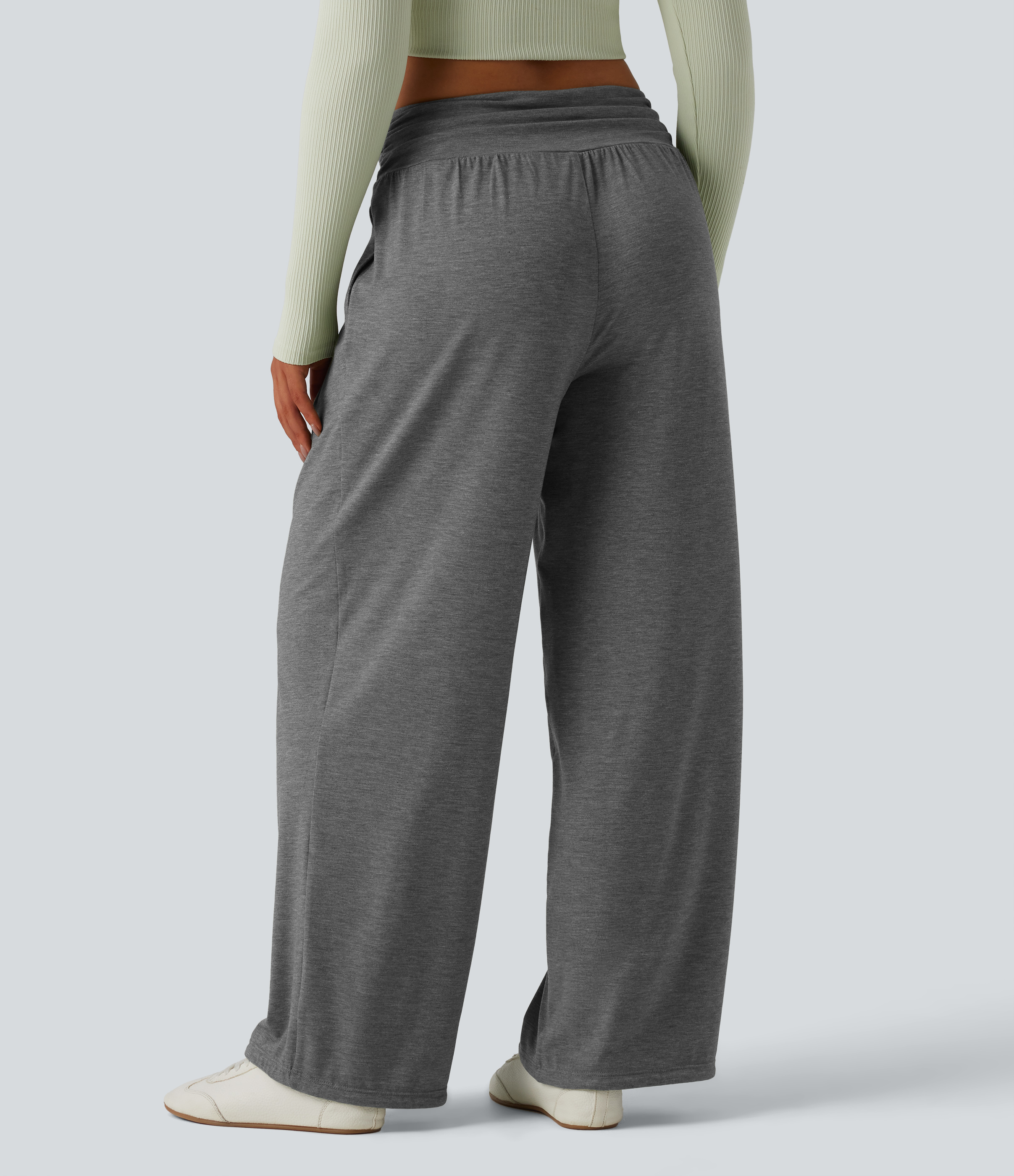 High Waisted Ruched Heathered Yoga Pants with Pockets