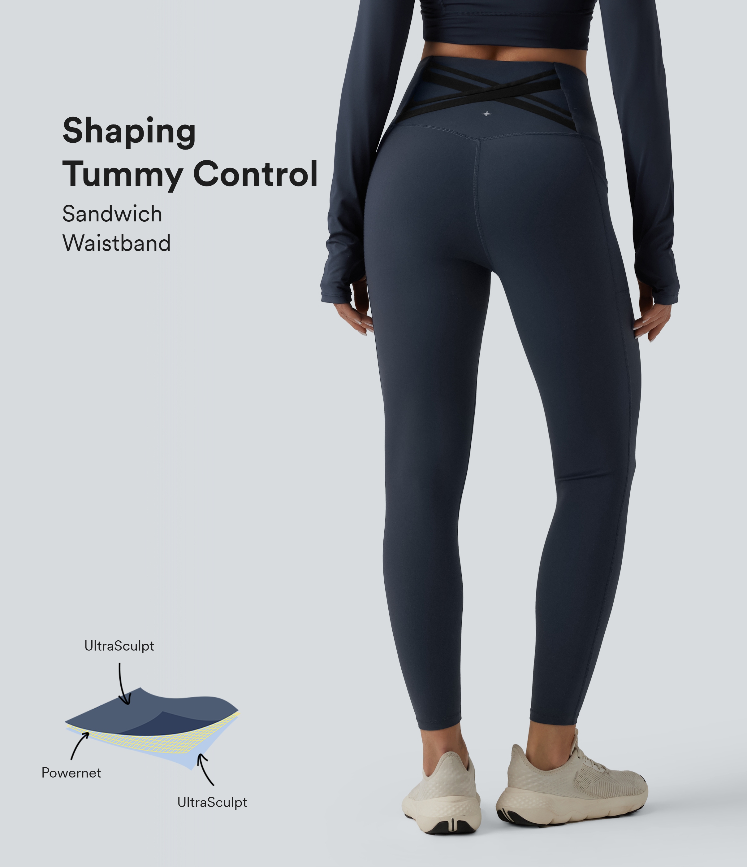 Halara Ultrasculpt™ Legging de running gainant taille haute dos croisé avec poches