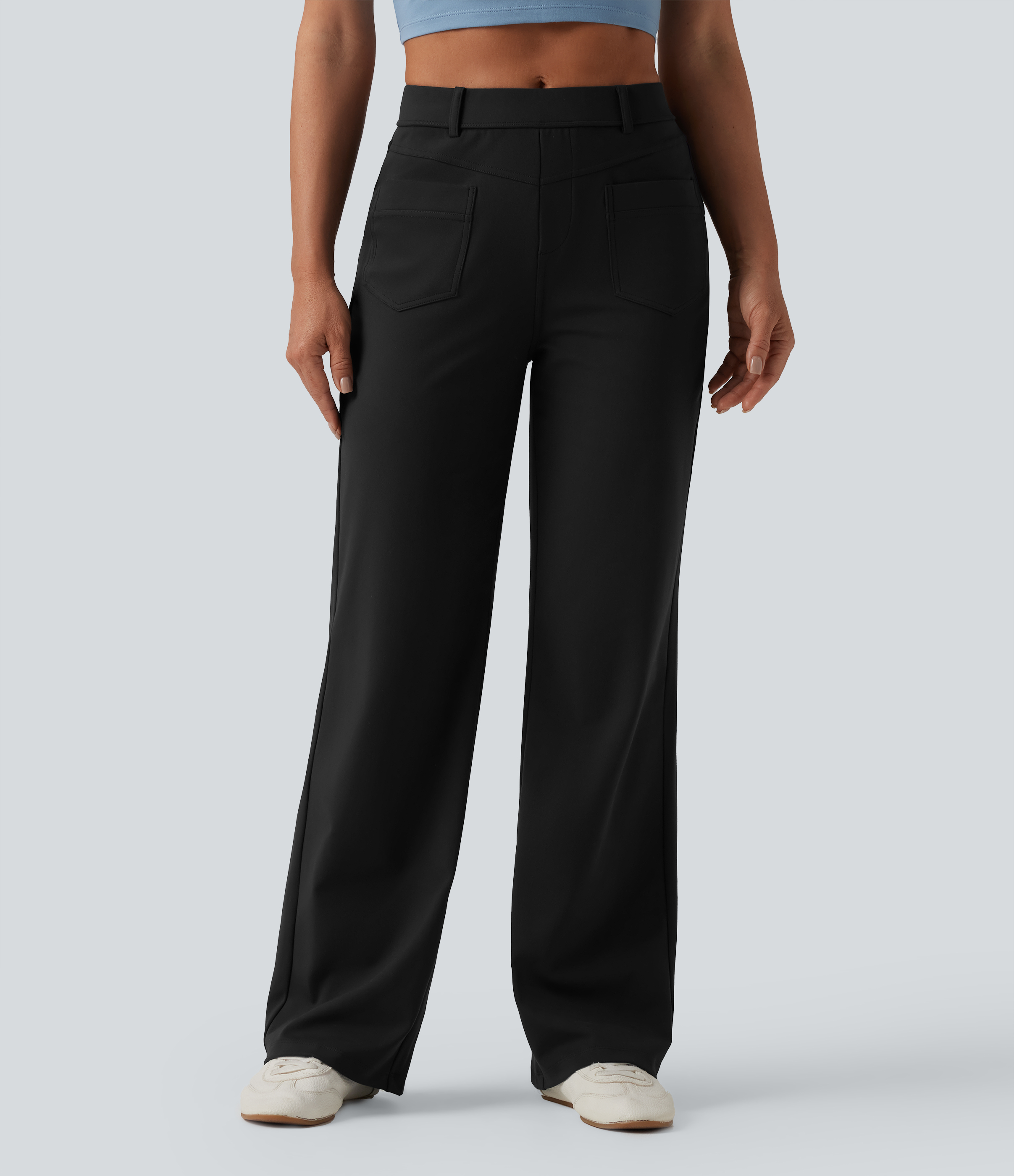 DayStretch - Lässige Hose mit mittelhohem Bund, mehreren Taschen und geradem Bein