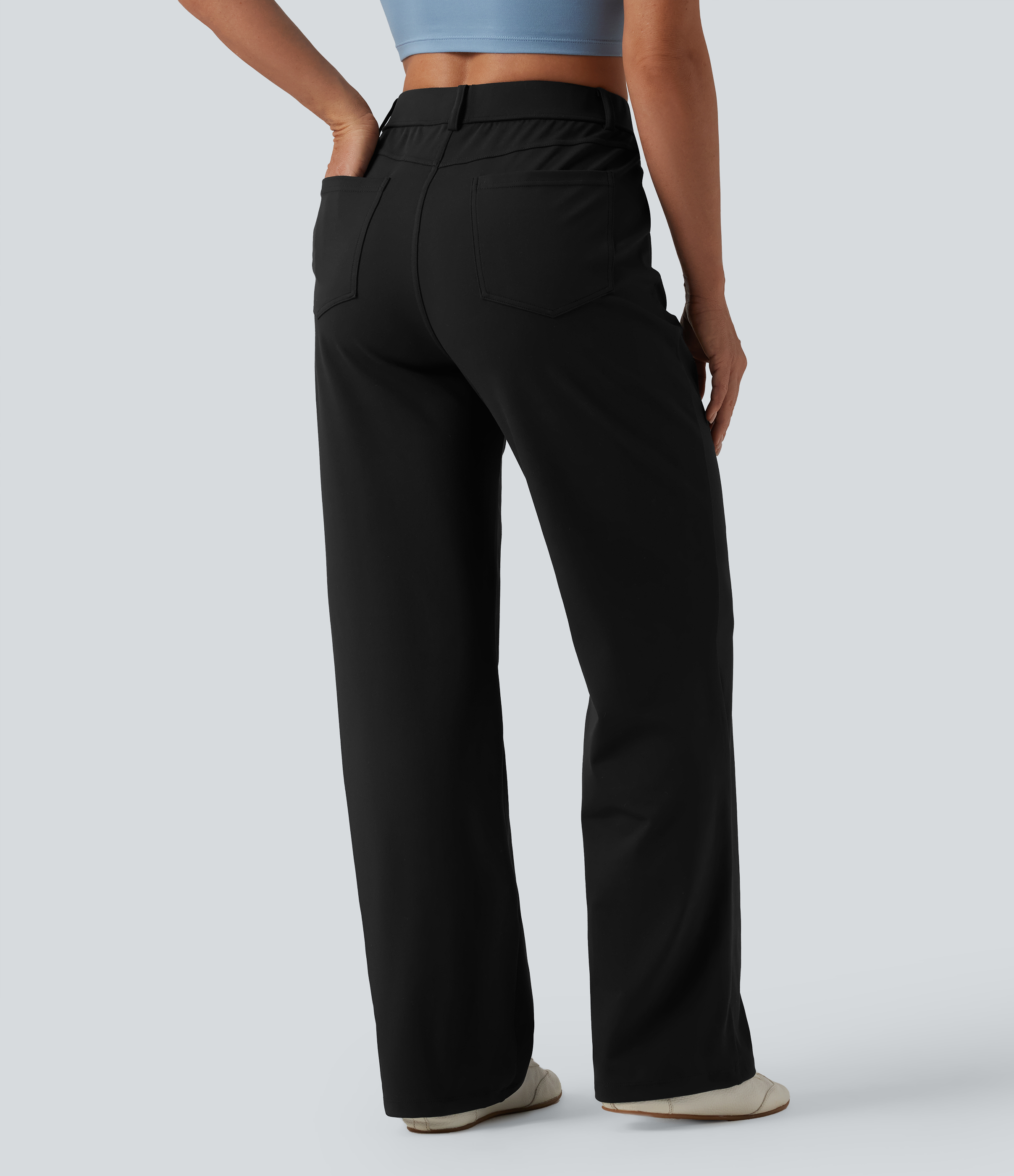 Schwarz DayStretch - Lässige Hose mit mittelhohem Bund, mehreren Taschen und geradem Bein / 2