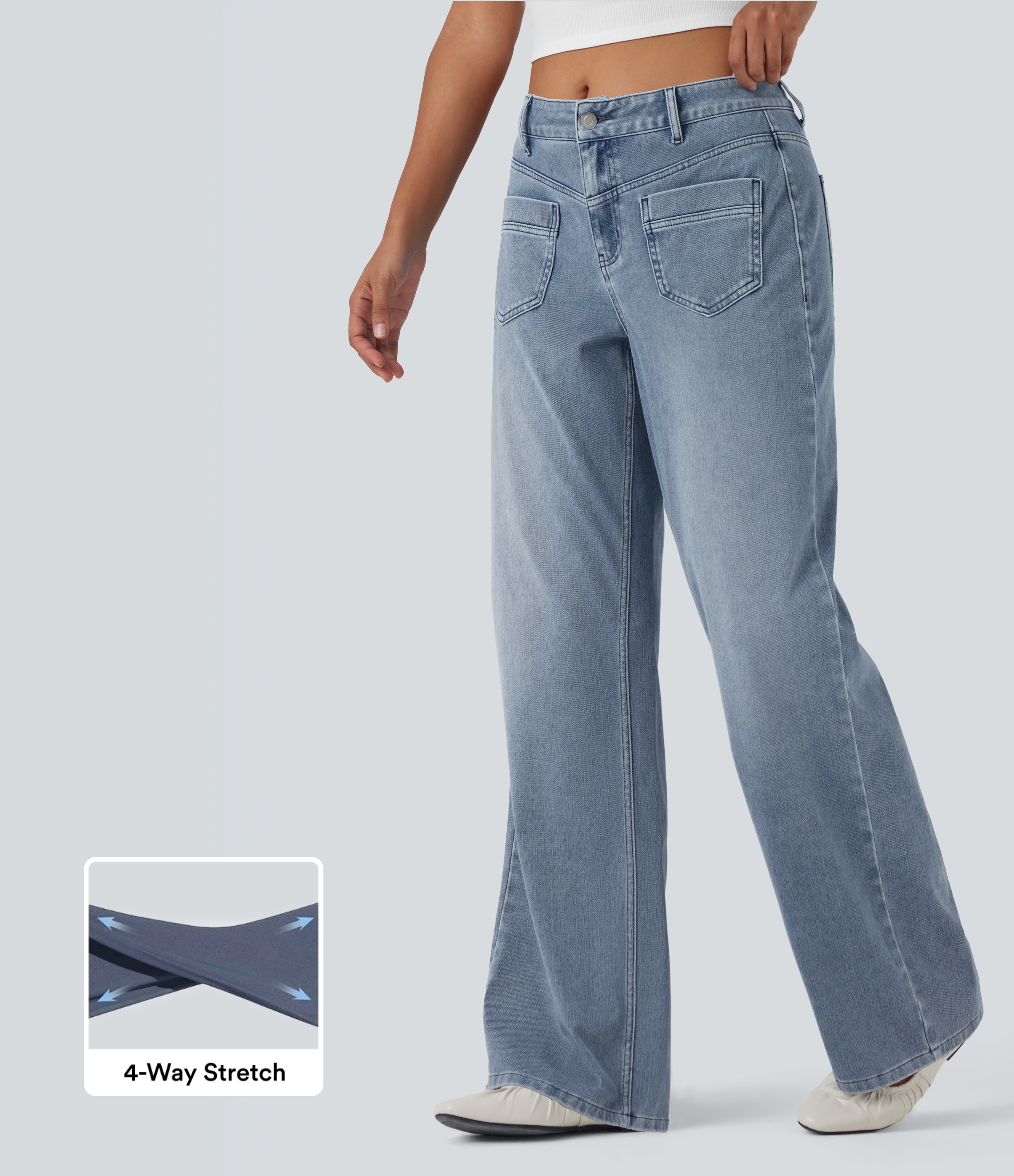 Halara Flex™ Mid Rise Straight Leg Casual Jeans with Pockets