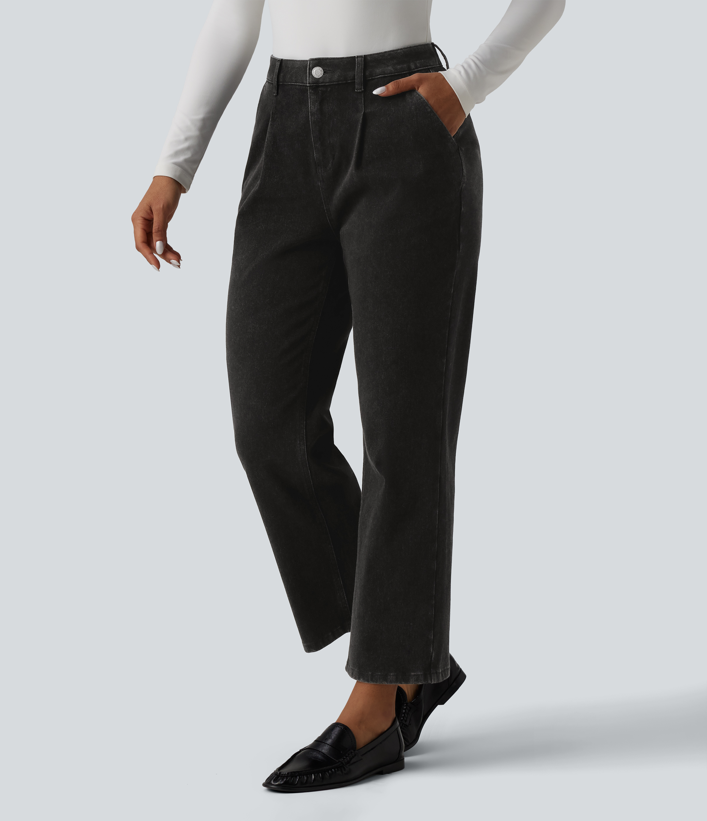 Halara Flex™ - Lässige 7/8-Hose mit hohem Bund, mehreren Taschen und geradem Bein