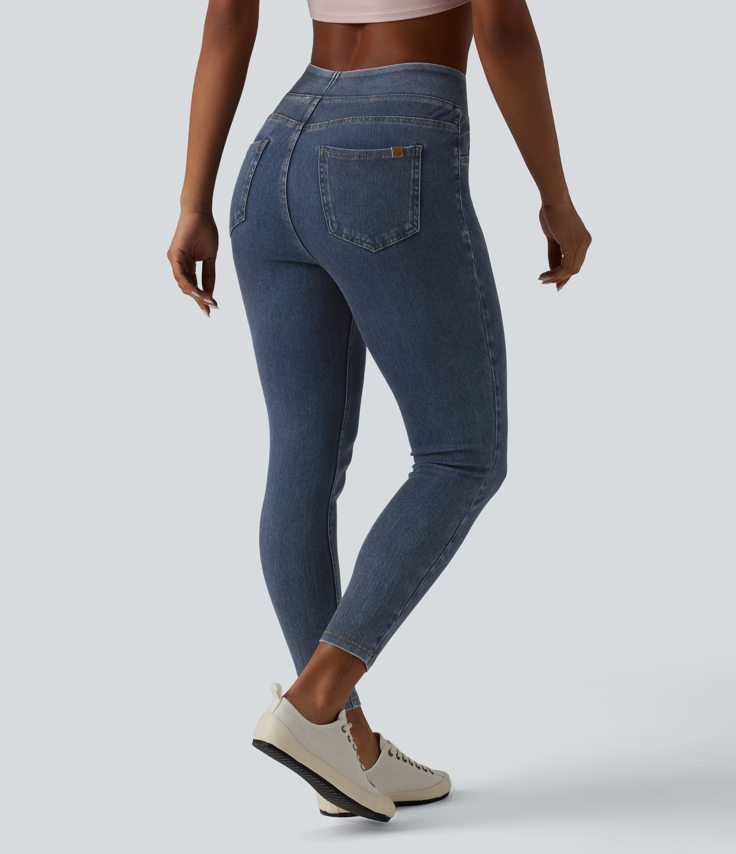 Halara Flex™ High Waisted Draped Lyocell Denim Casual 7/8 Leggings with Pockets