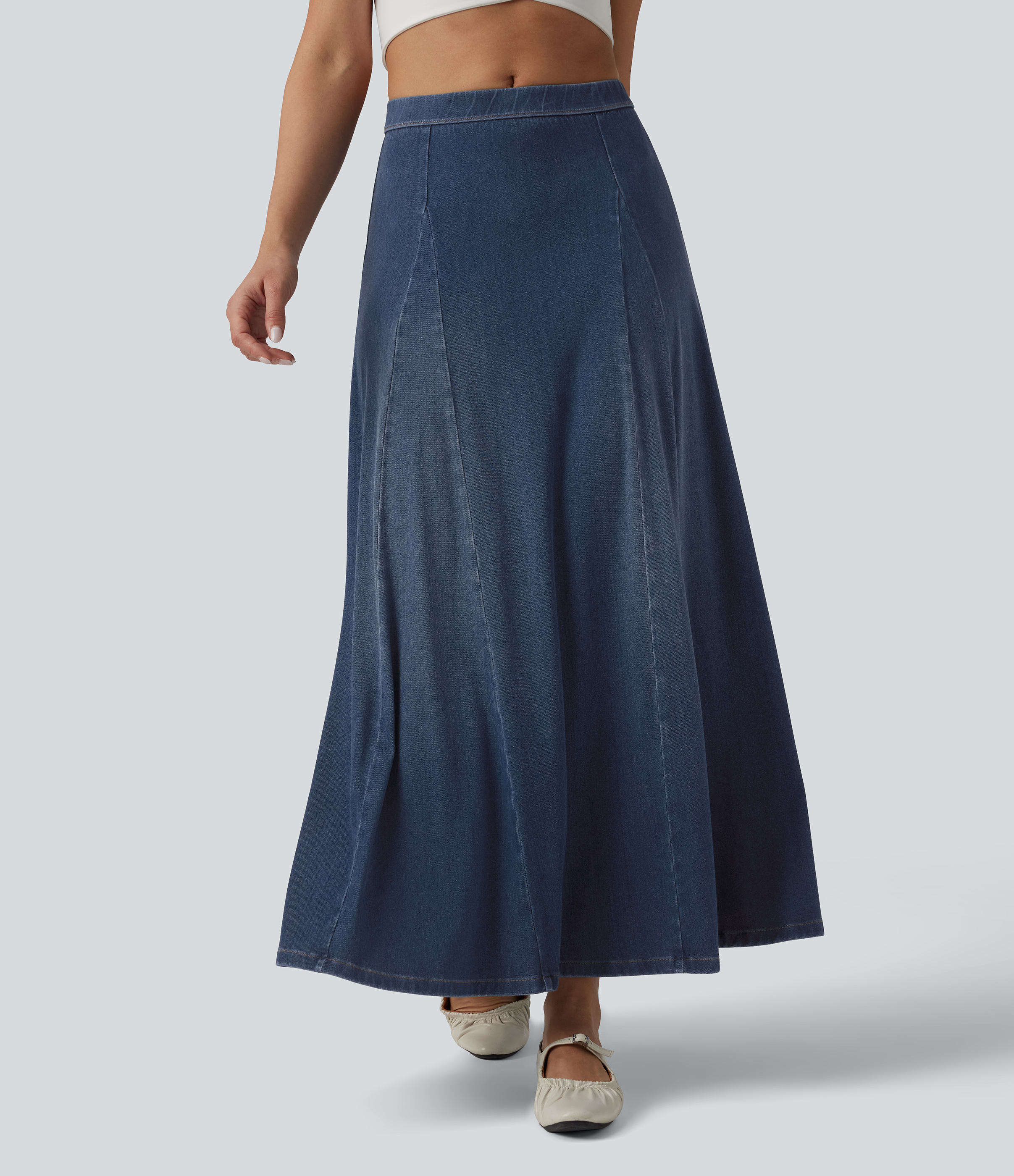 Halara Flex™ Mid Rise Draped Lyocell Flowy Mermaid Maxi Casual Skirt