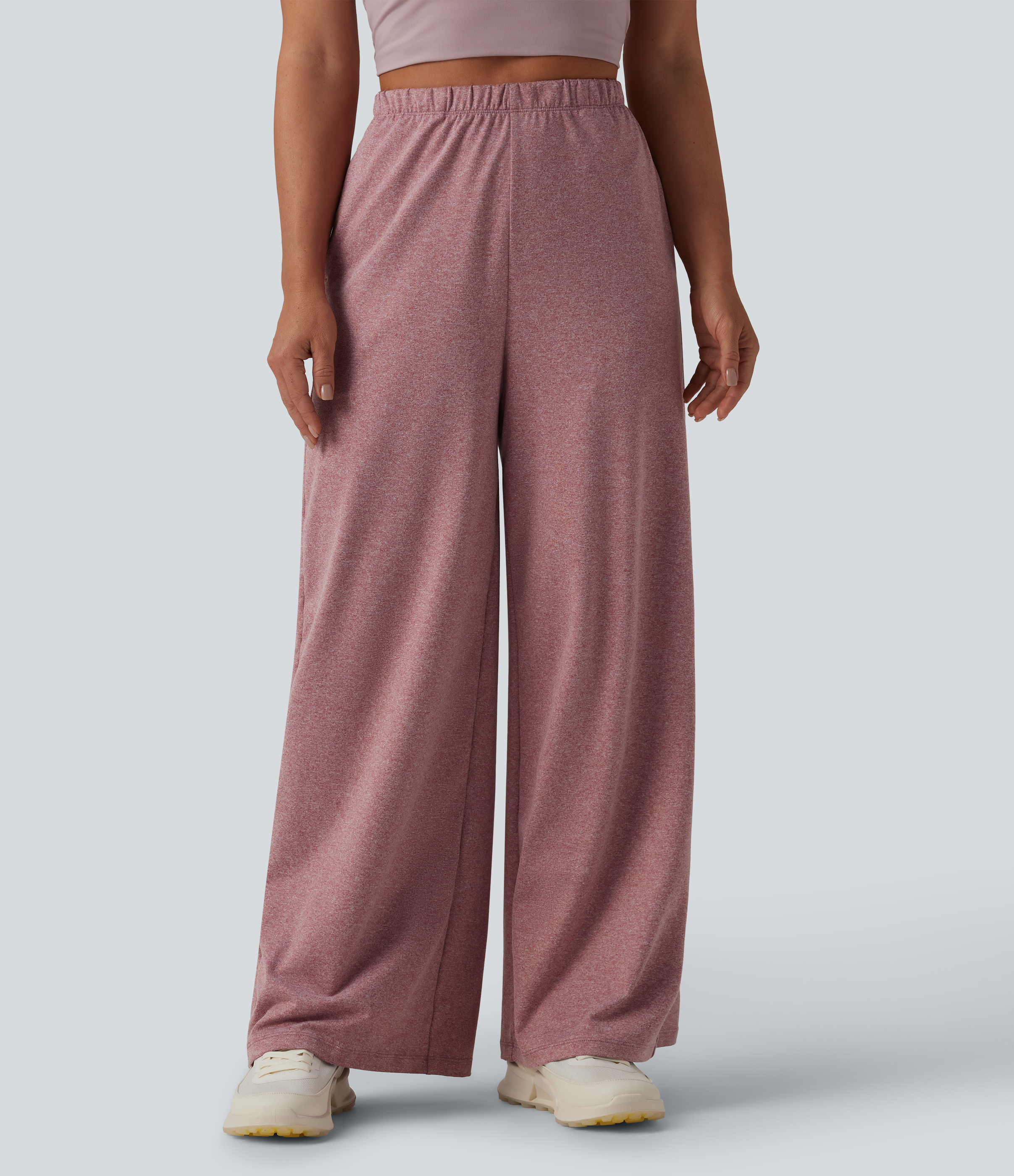 Mottled Begonia Pantalon de yoga large taille haute avec poches / 2