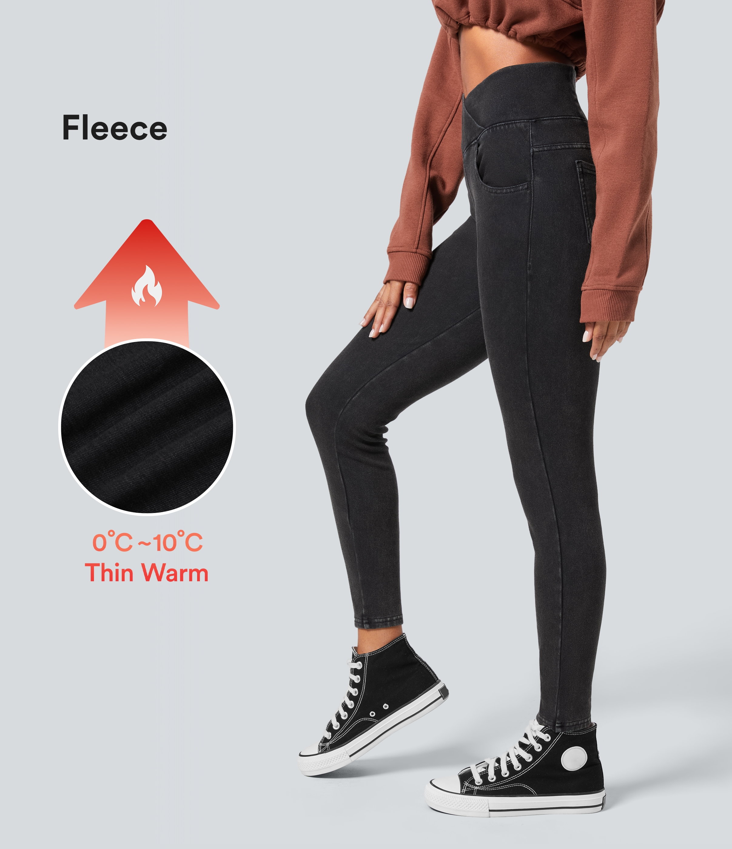 Halara Flex™ Heat High Waisted Crossover Pockets Casual 7/8 Jegging