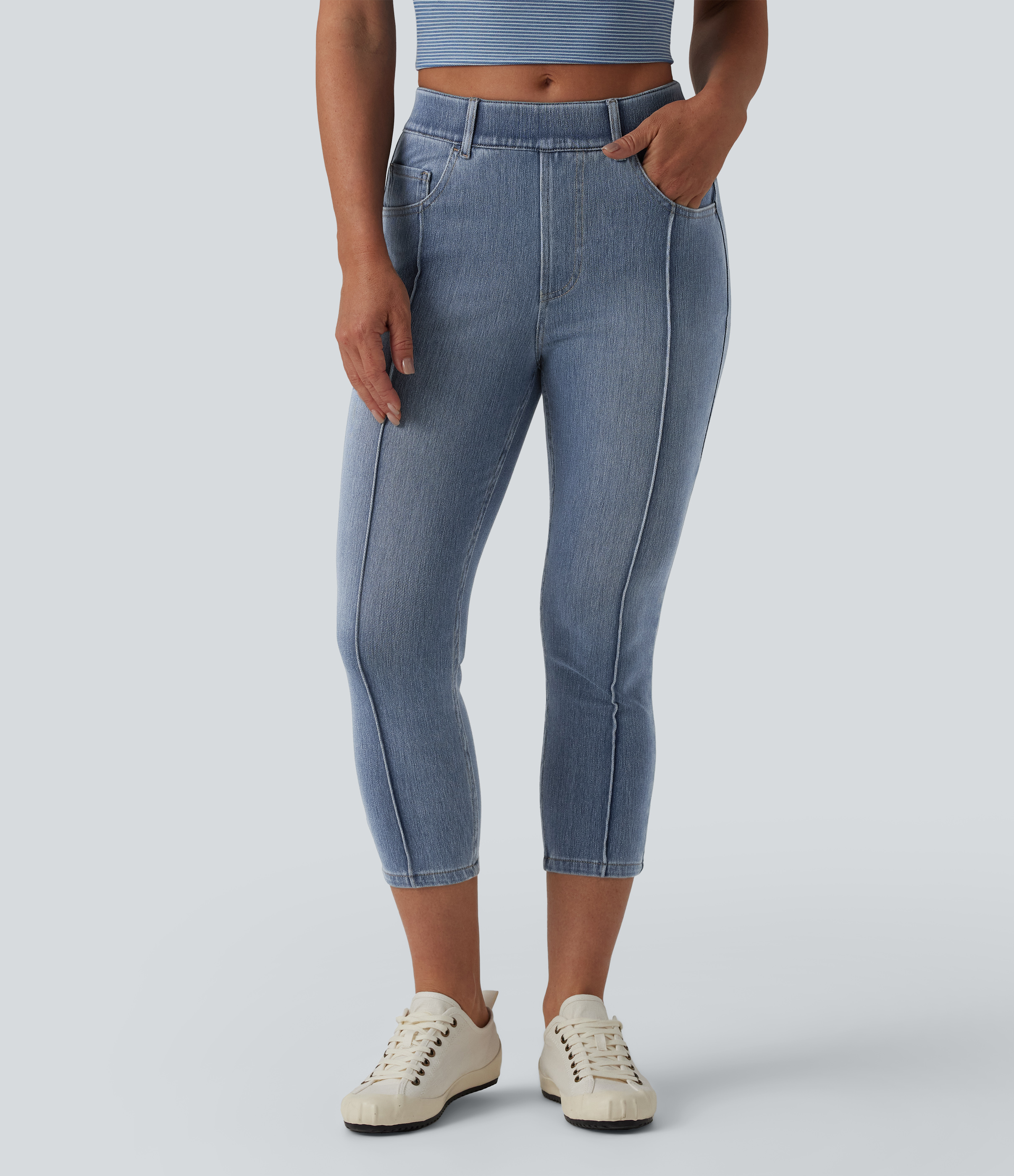 Halara Flex™ Mid-Rise Casual Skinny Jeans mit Taschen