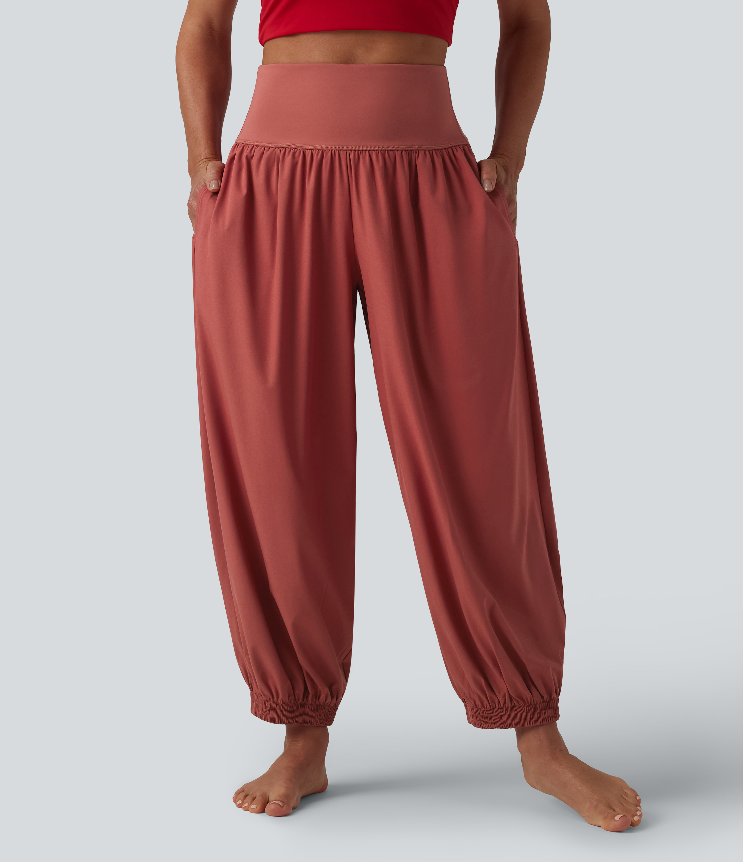 Breezeful™ High Waisted Barrel Leg Quick Dry Yoga Joggers with Pockets