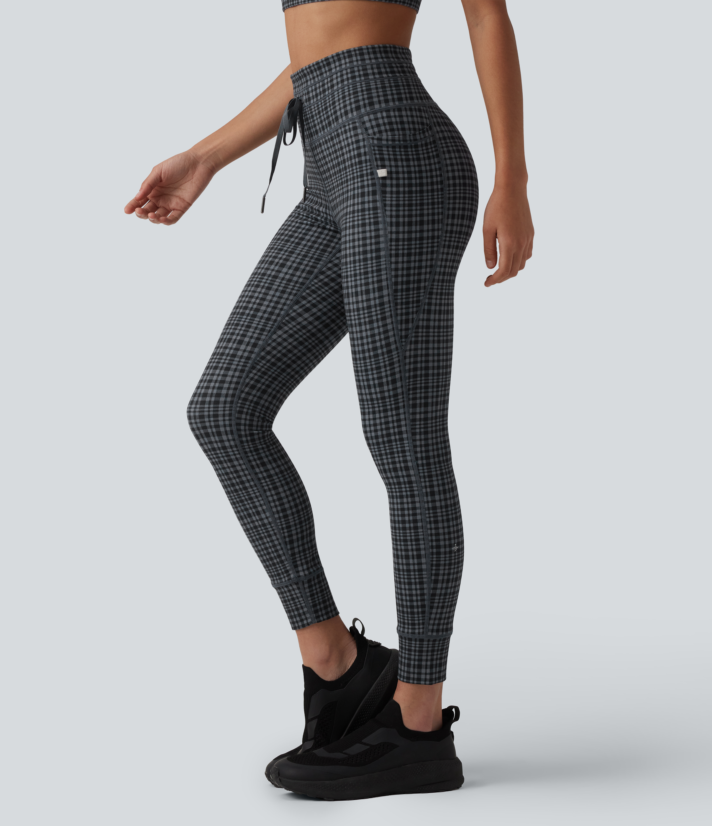 Halara UltraSculpt™ Check Plaid Print High Waisted Drawstring Yoga Leggings with Pockets