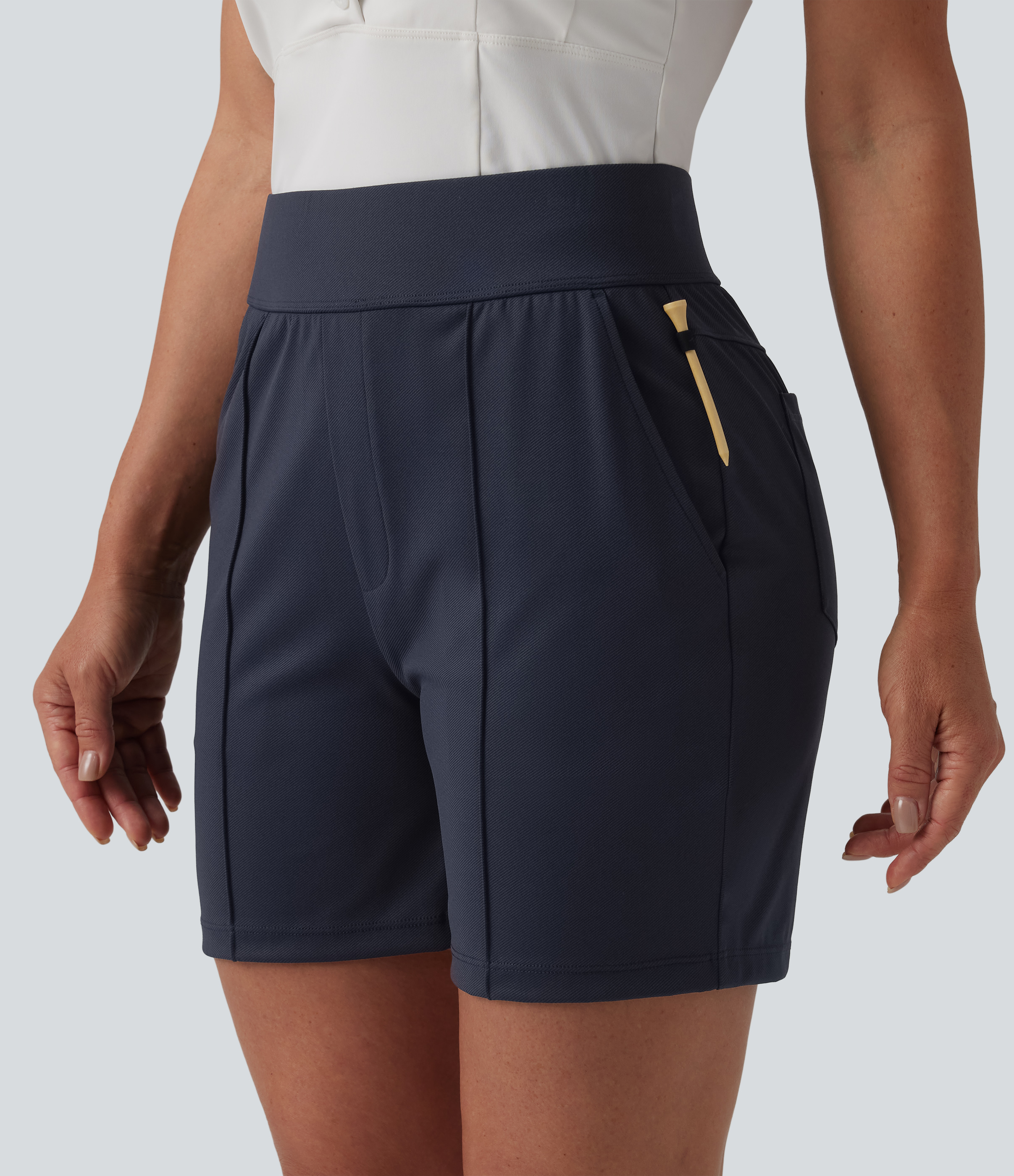 Mid High Waisted Quick Dry Golf Shorts with Pockets 5''-Golf Tee-UPF40+