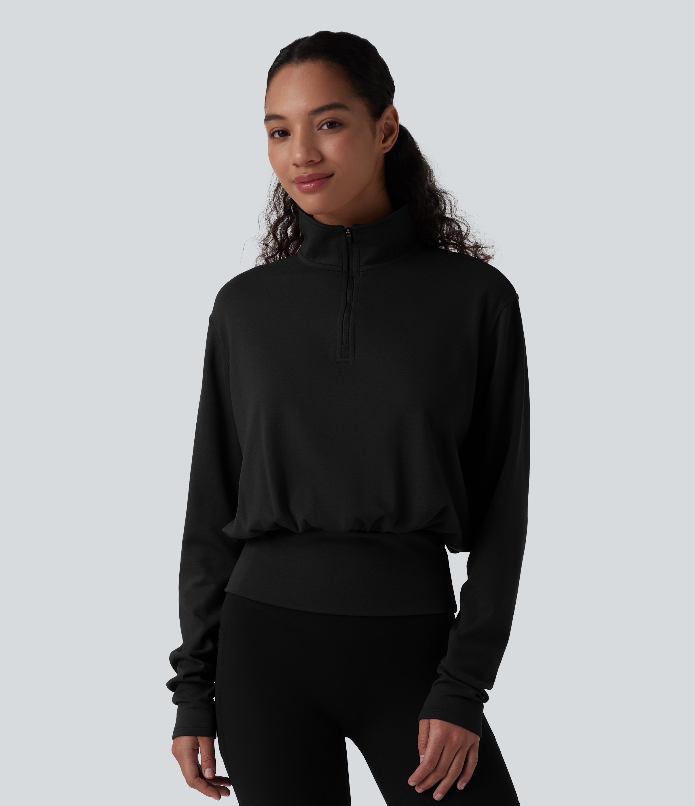 Sweat de travail chauffant Halara HeatCore col cheminée demi-zip manches longues