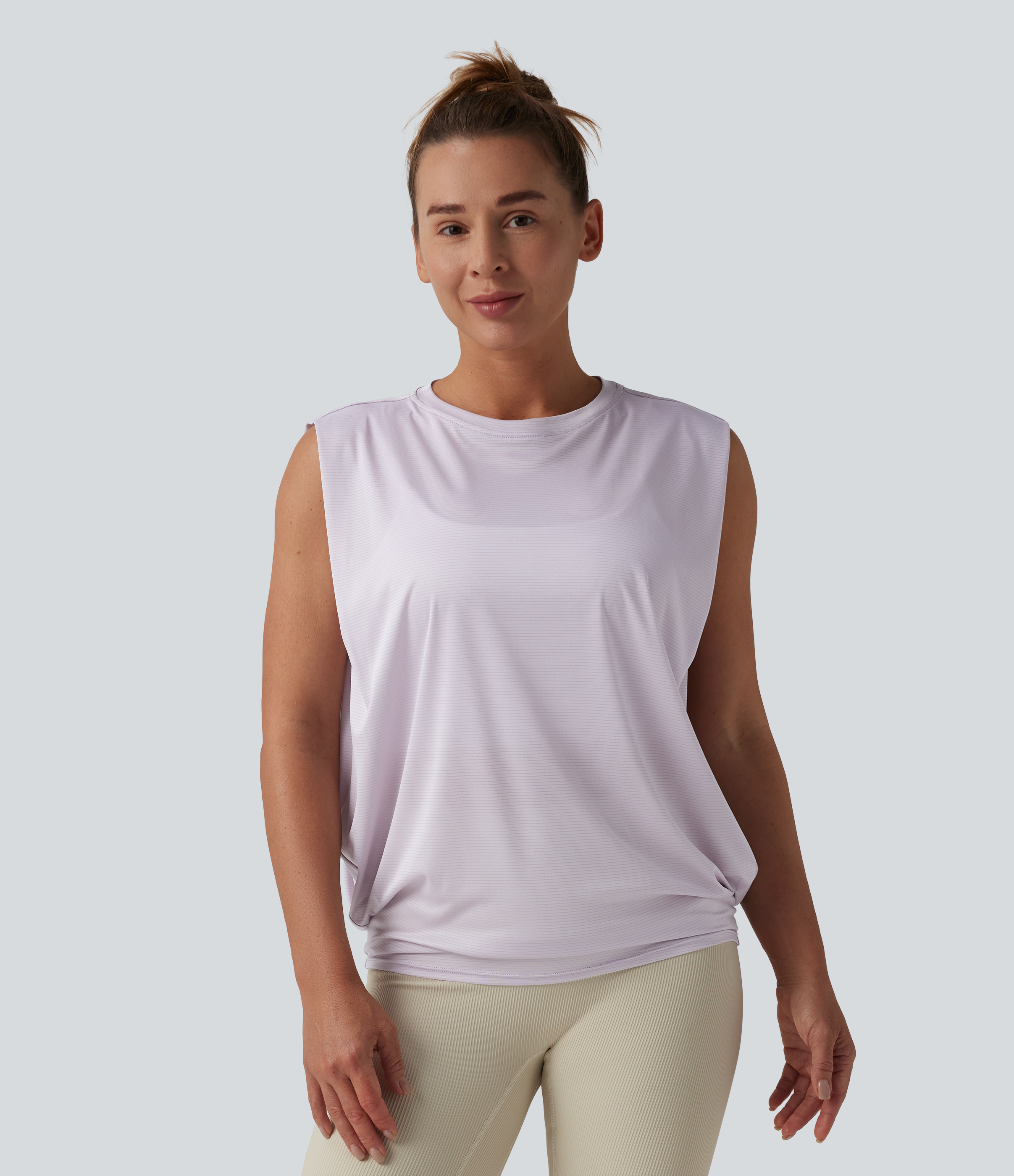 Gerafftes Sport-Tanktop mit Rundhalsausschnitt
