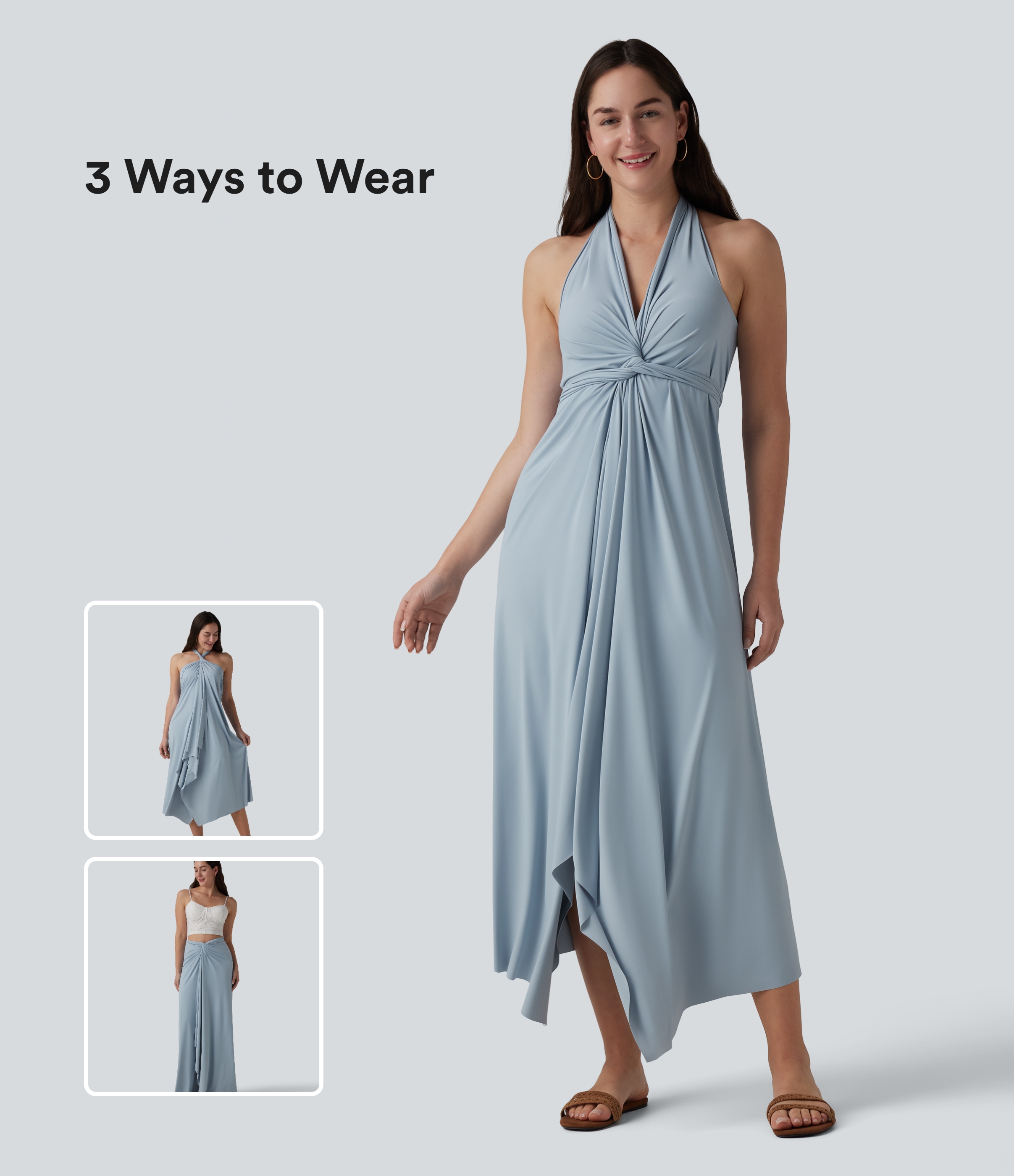 Misty Rain Grey V Neck Tie Back Maxi Dress / 1