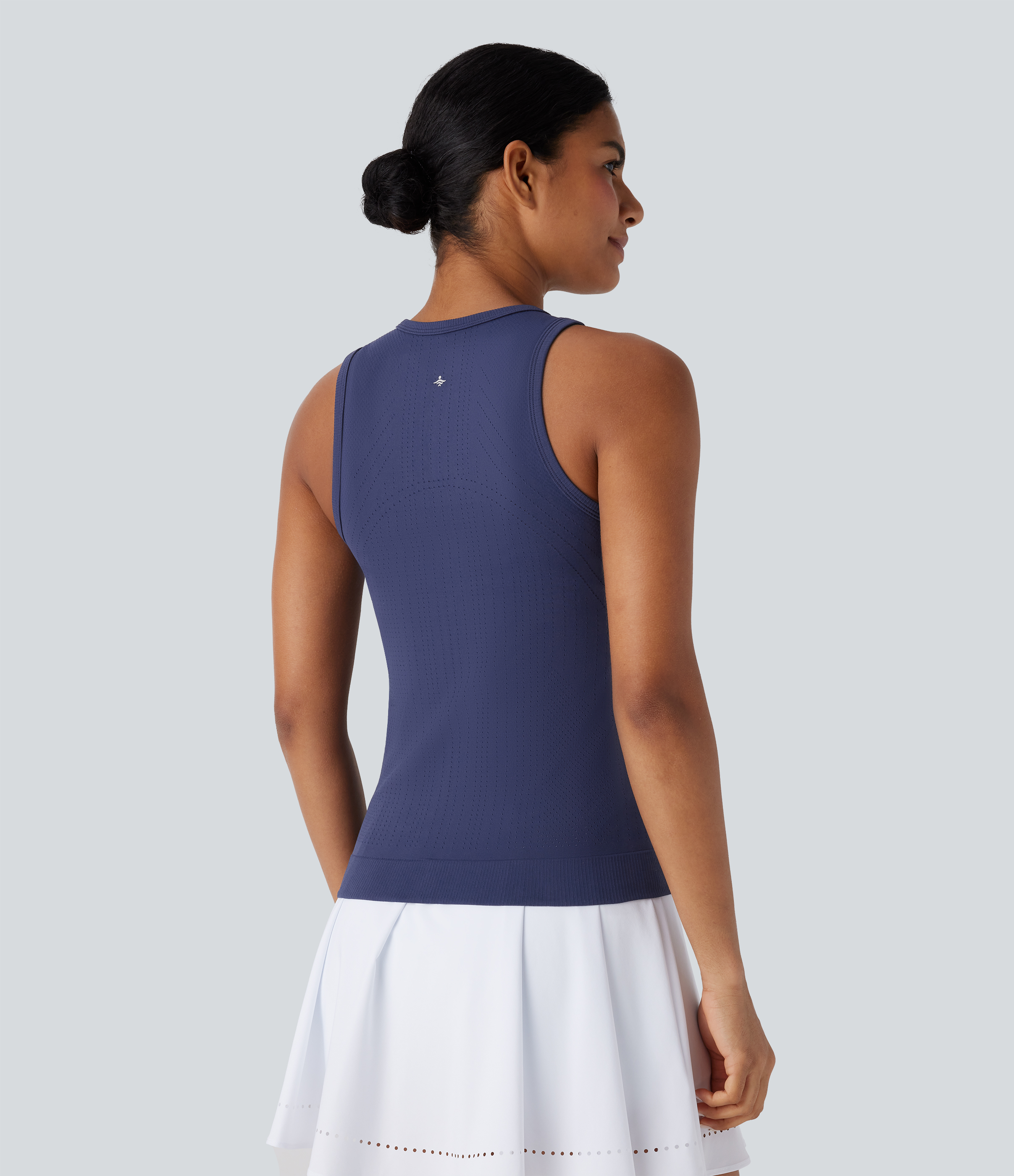 Dark Blue Camiseta de entrenamiento sin costuras con perforaciones / 2