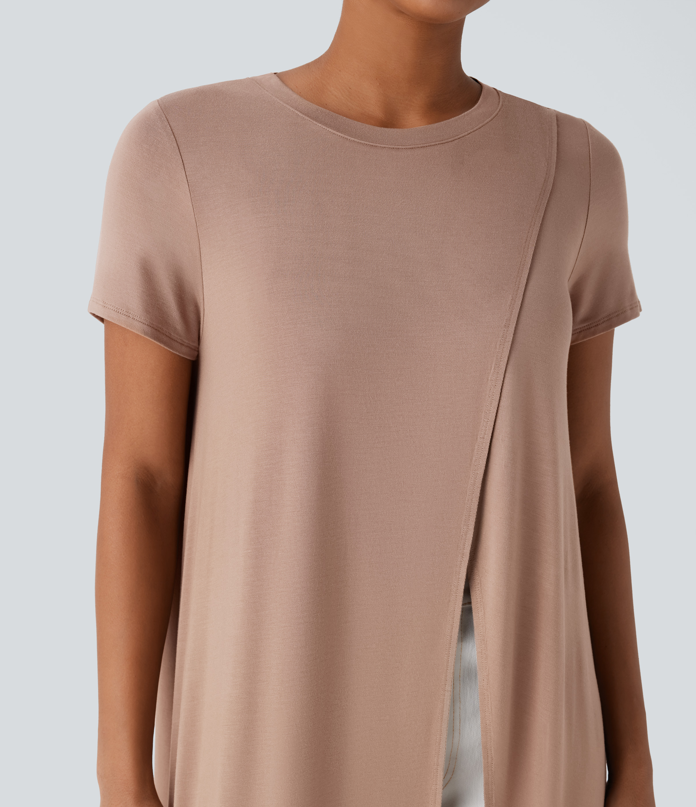 Halara Crossover Split Hem Longline Resort Top Tank Top - Natural - M golf tops halter top tunic tops sleeveless tops backless top 