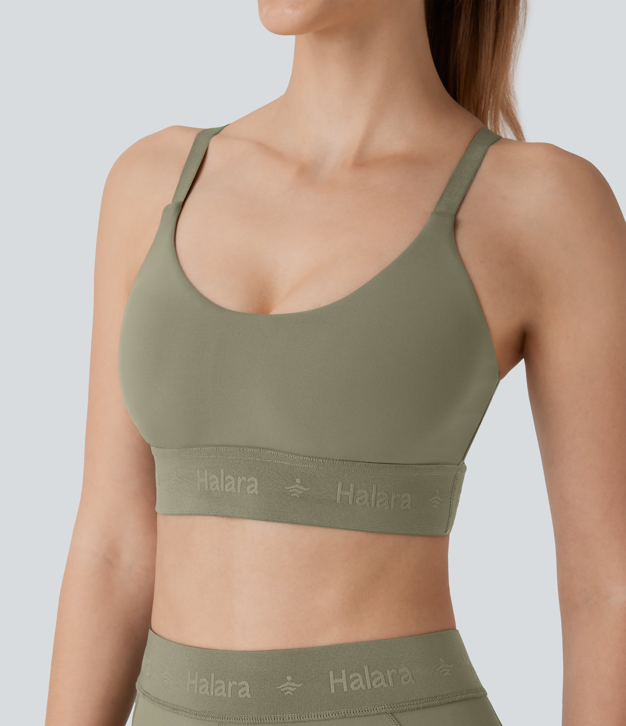Halara SpeedWaveв„ў Medium Support Adjustable Strap Quick Dry Workout Sports Bra  - Unripe Olive Green - XS push up bra strapless bra 