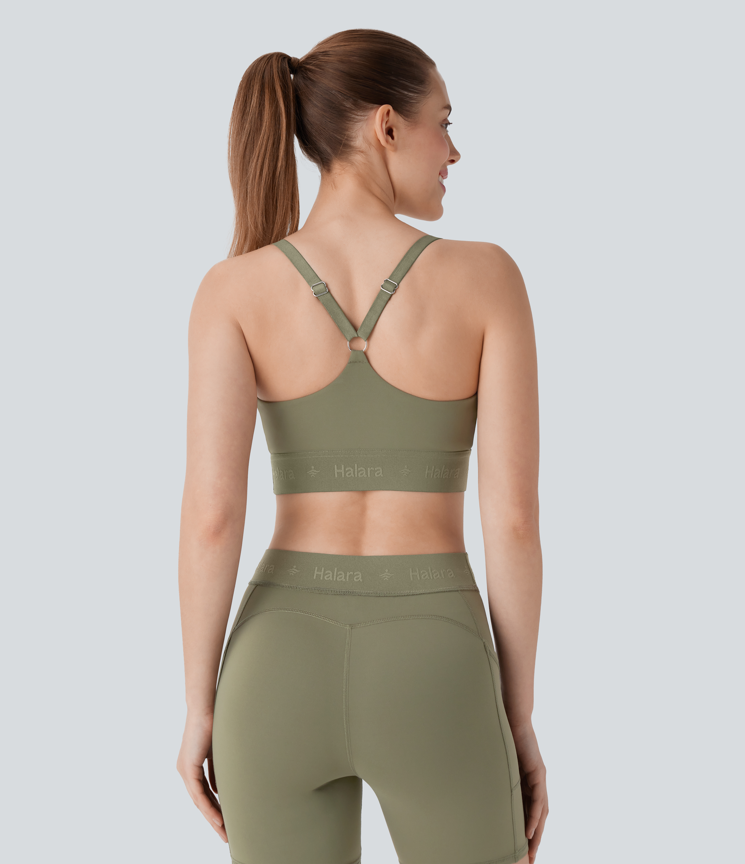 Halara SpeedWaveв„ў Medium Support Adjustable Strap Quick Dry Workout Sports Bra  - Unripe Olive Green - XS push up bra strapless bra 