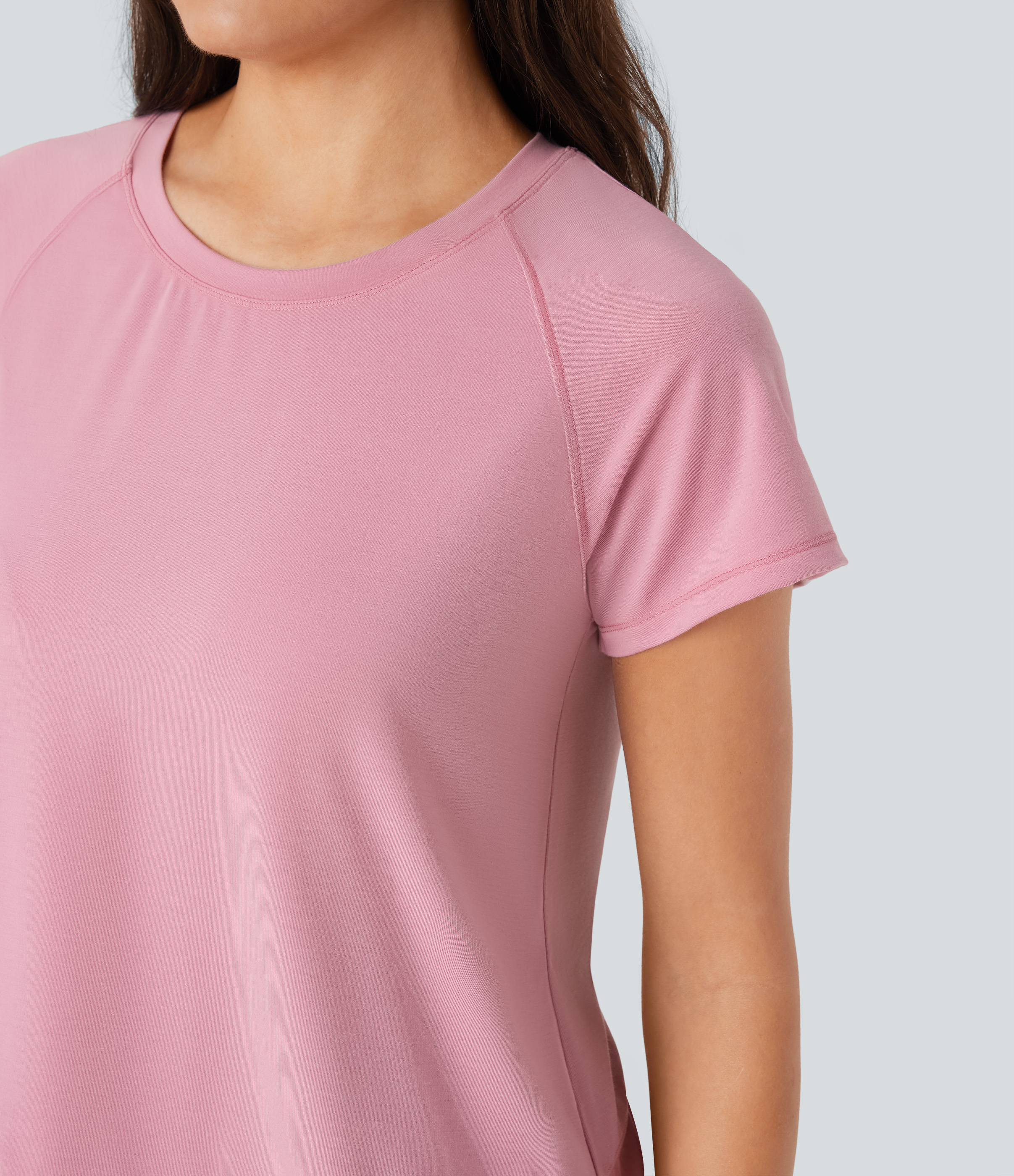 Halara Raglan Sleeve Crossover Hem Quick Dry Running Sports Top  - Soft Berry - XL 