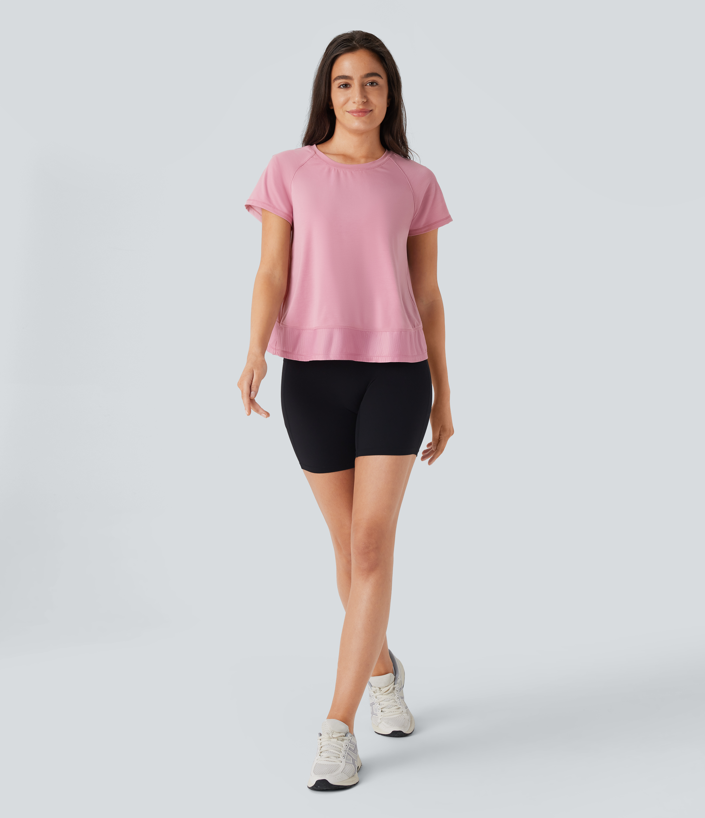 Halara Raglan Sleeve Crossover Hem Quick Dry Running Sports Top  - Soft Berry - XL 