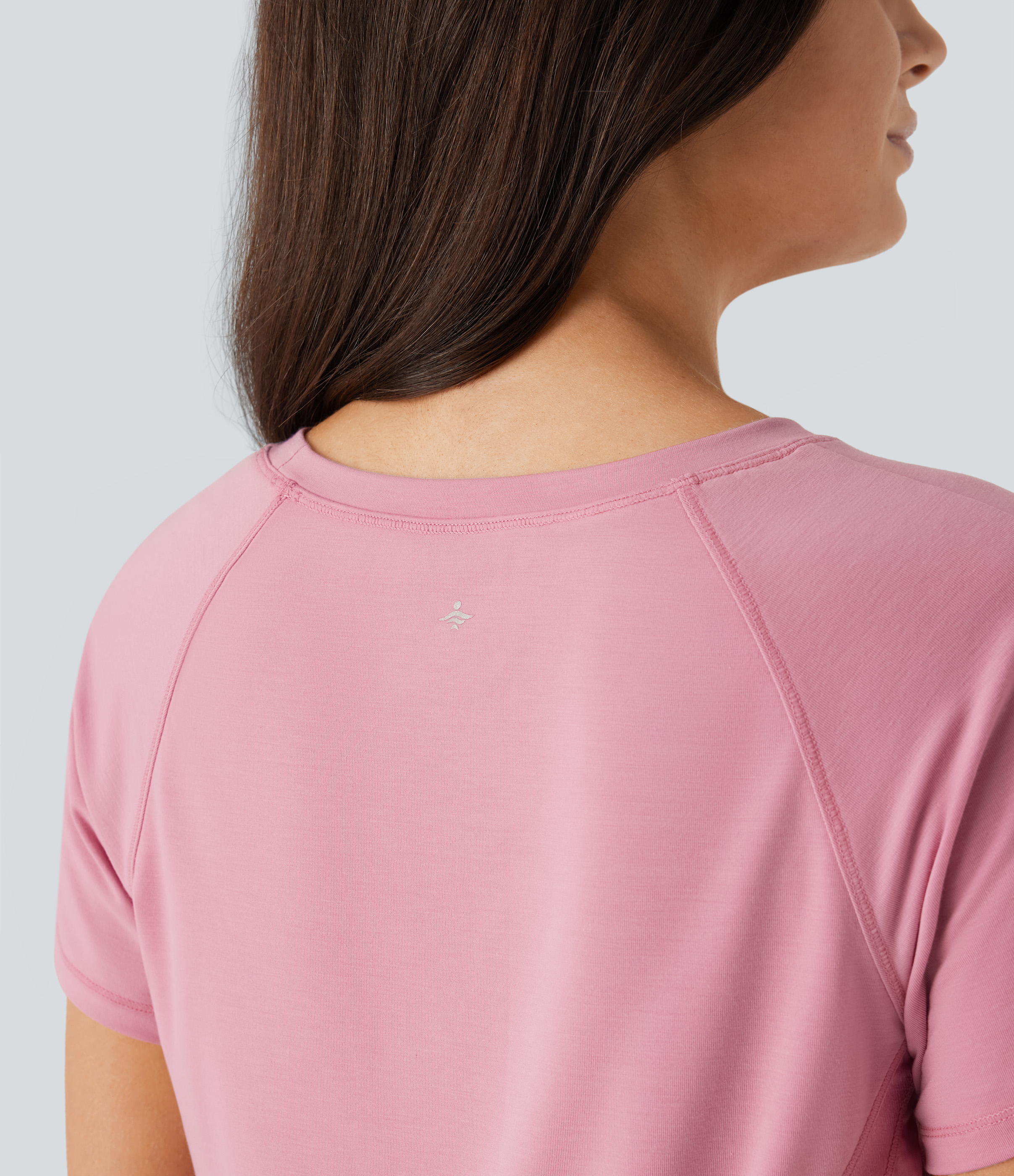 Halara Raglan Sleeve Crossover Hem Quick Dry Running Sports Top  - Soft Berry - XL 