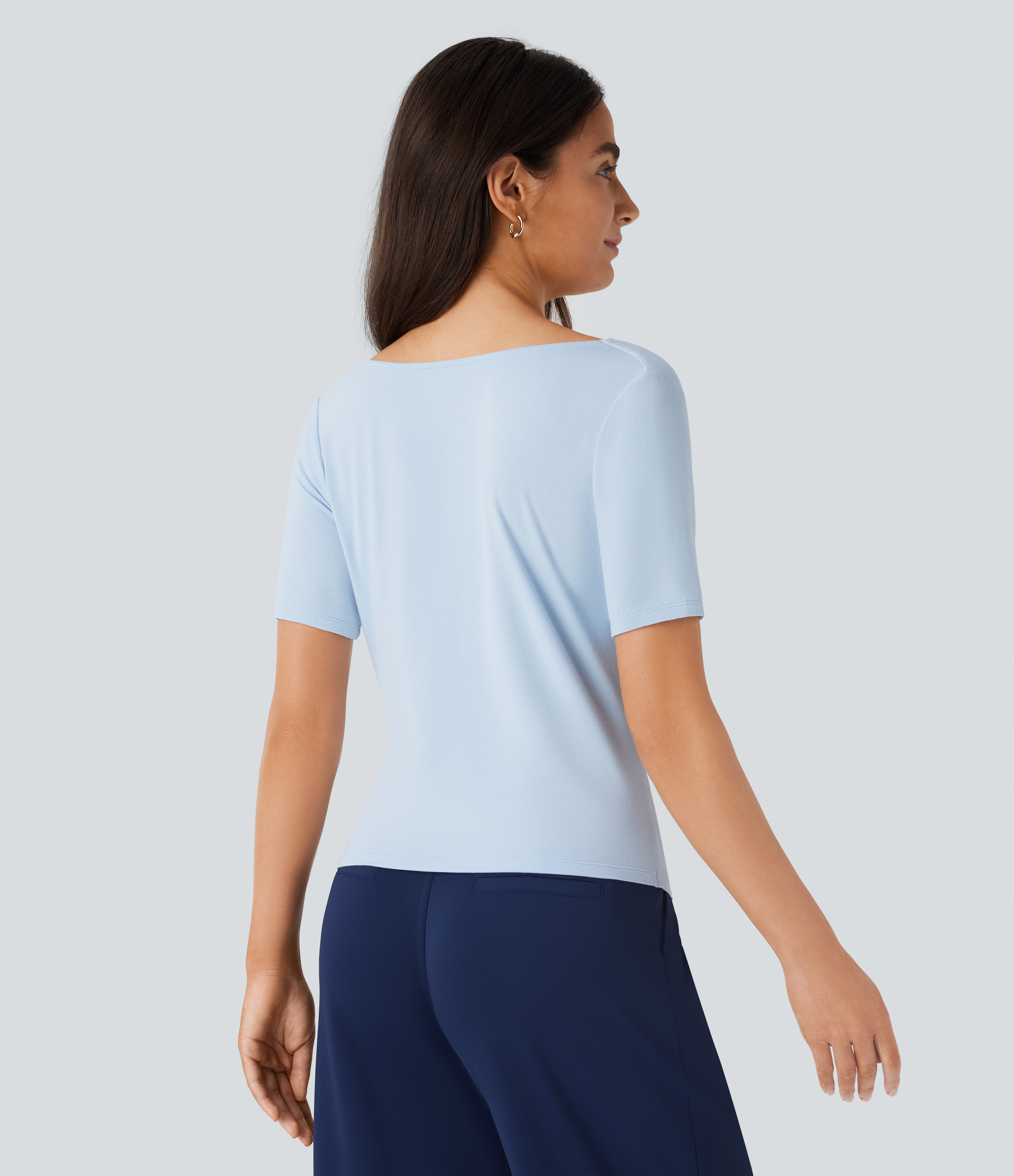 Halara Cowl Neck Short Sleeve Ruched Asymmetric Hem Work Top Tank Top - Country Air - L golf tops halter top tunic tops sleeveless tops 