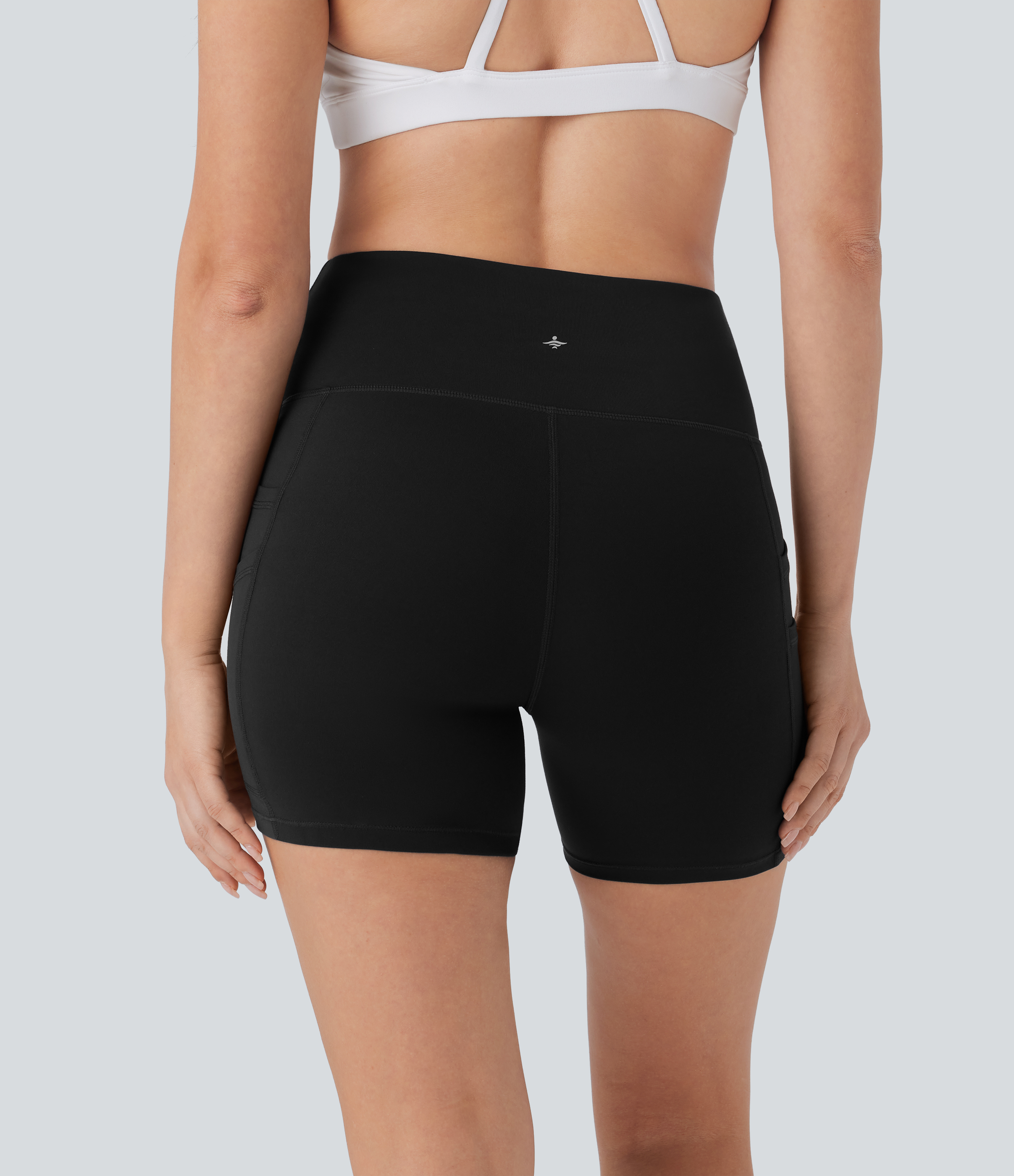 Halara Softlyzeroв„ў High Waisted Double Pockets Yoga Biker Shorts 5``-UPF50+  - Black - L biker shorts women black biker shorts 