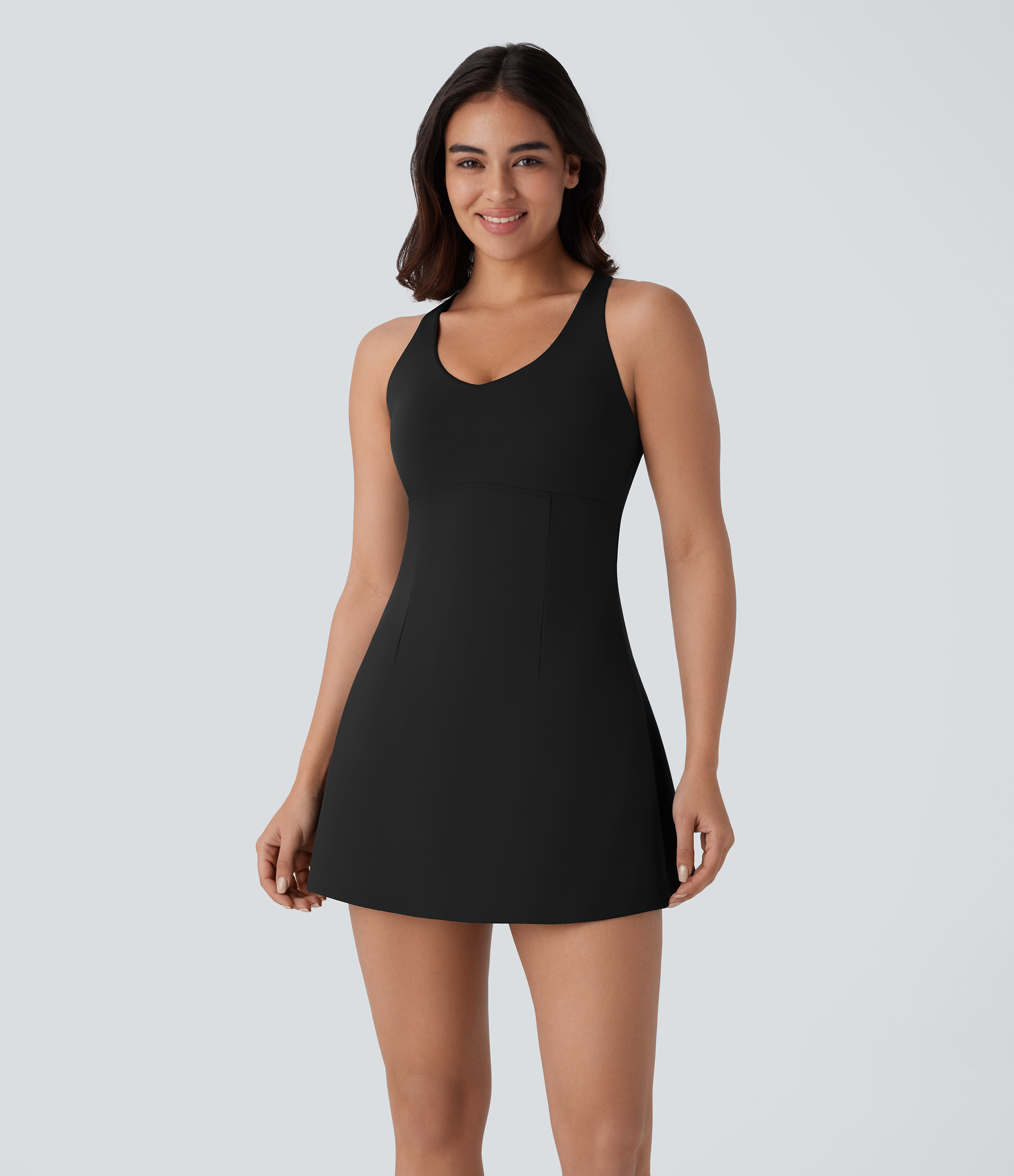 Halara Softlyzeroв„ў Airy Backless Crisscross Cool Touch Mini Dance Active Dress-UPF50+ Workout Dress - Black - L 