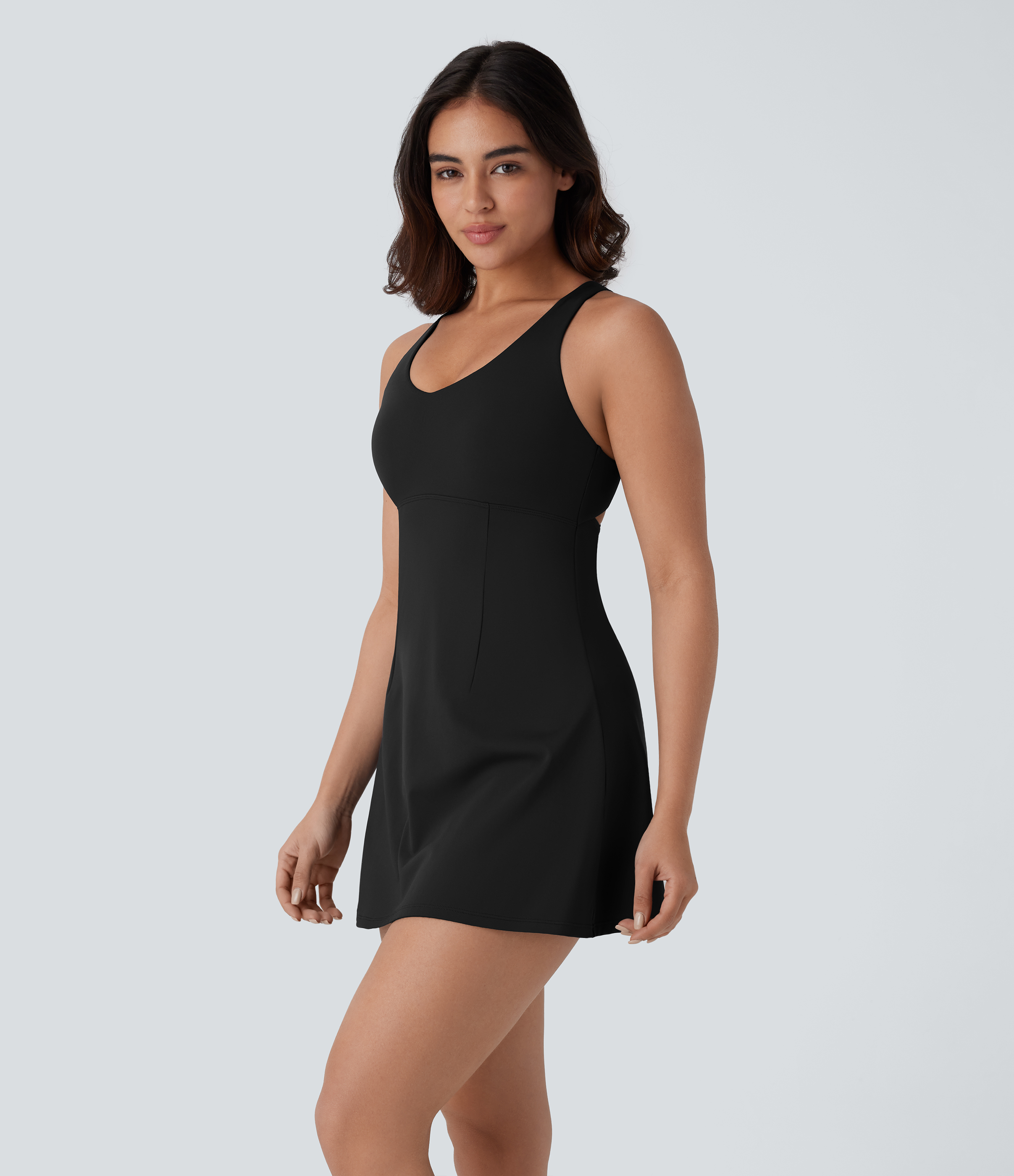 Halara Softlyzeroв„ў Airy Backless Crisscross Cool Touch Mini Dance Active Dress-UPF50+ Workout Dress - Black - L 