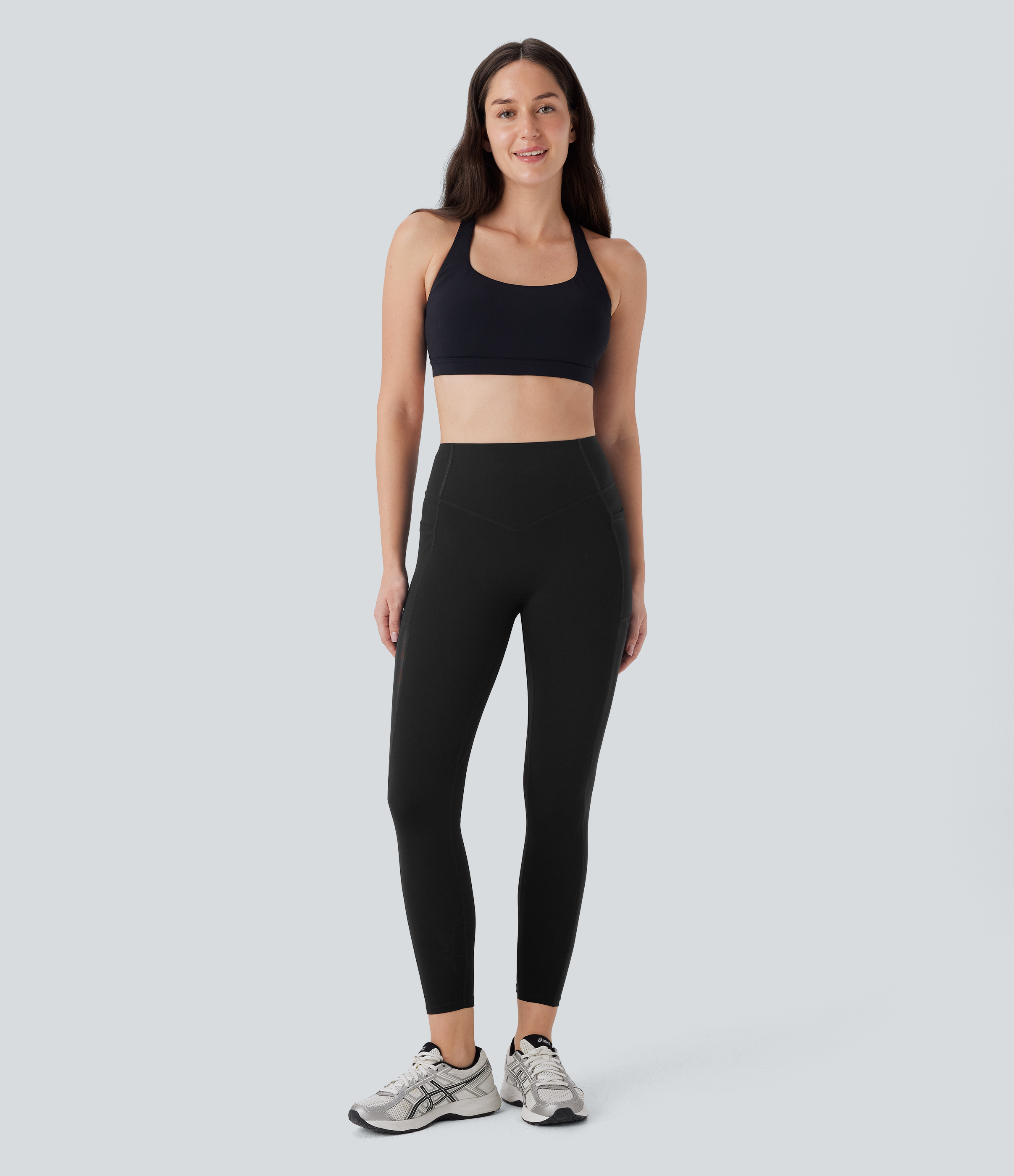 Halara Halara UltraSculptв„ў SoCinched High Waisted Butt Lifting Tummy Control Side Pocket Contrast Mesh Workout Leggings  - Black - XL(7/8) 