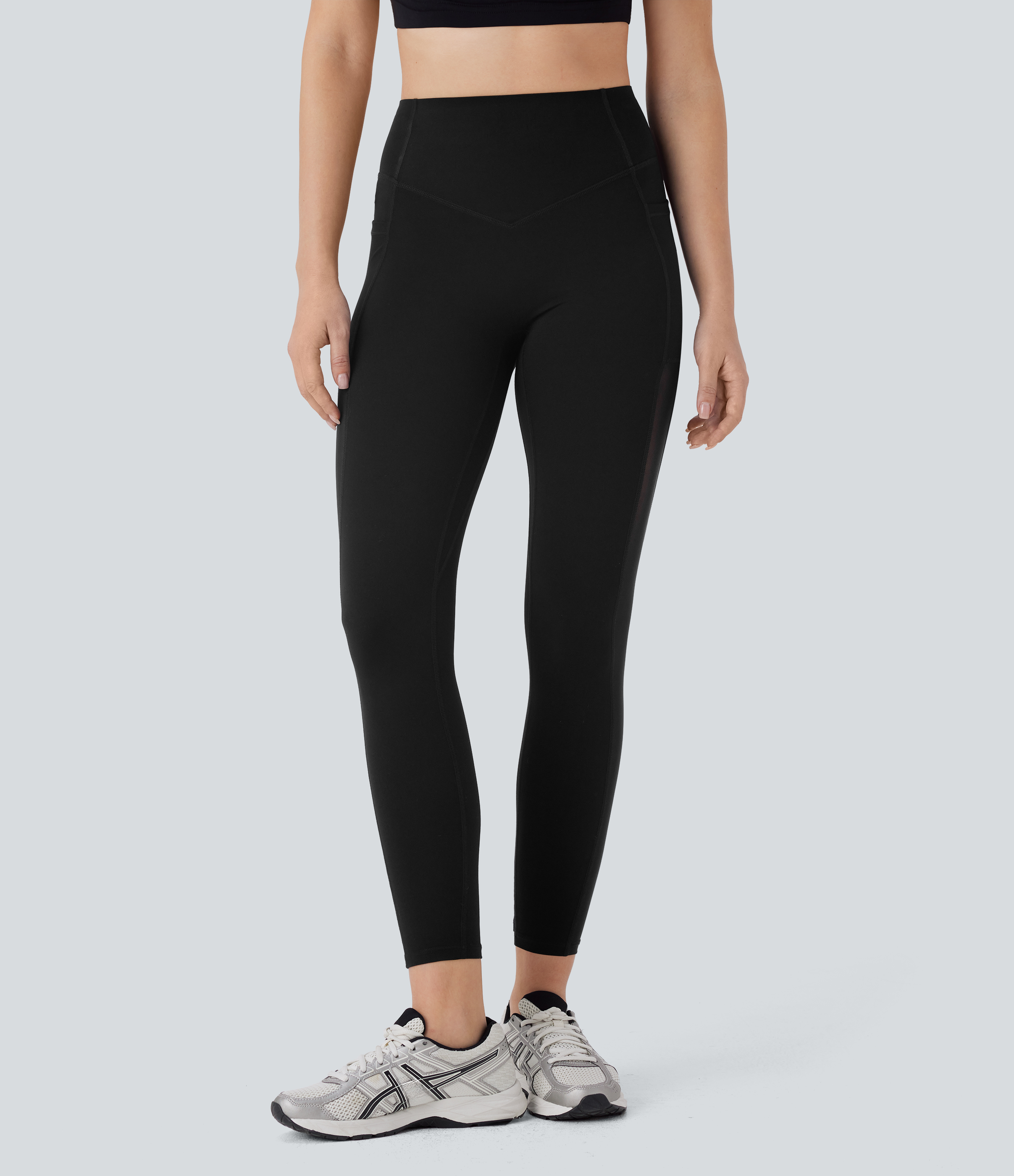 Halara Halara UltraSculptв„ў SoCinched High Waisted Butt Lifting Tummy Control Side Pocket Contrast Mesh Workout Leggings  - Black - XL(7/8) 