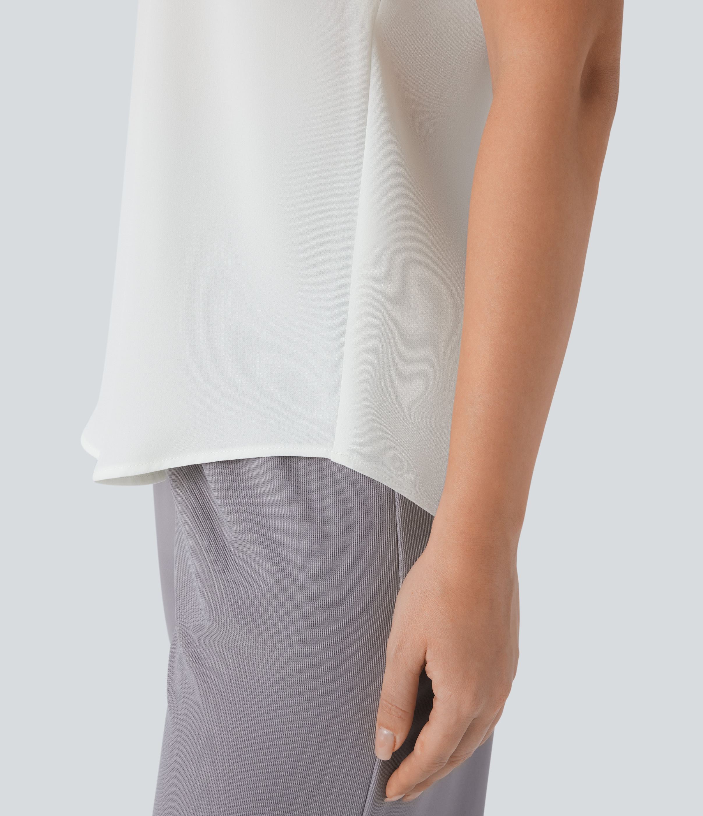 Halara V Neck Sleeveless Decorative Button Work Top Tank Top - White - L golf tops halter top tunic tops sleeveless tops backless top 