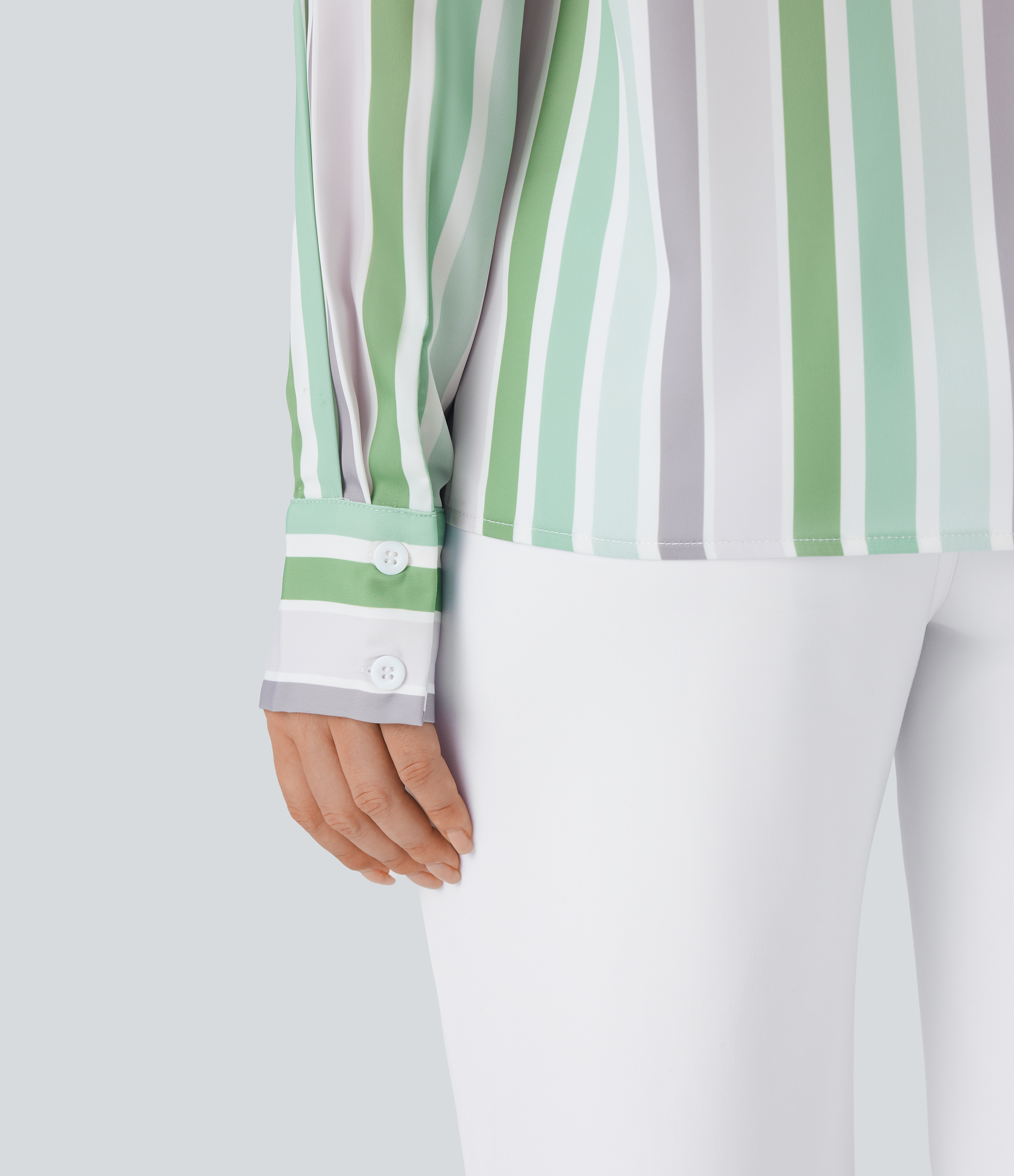 Halara Stripe Long Sleeve Button Fly Casual Shirt  - Mix Color Stripe - S 