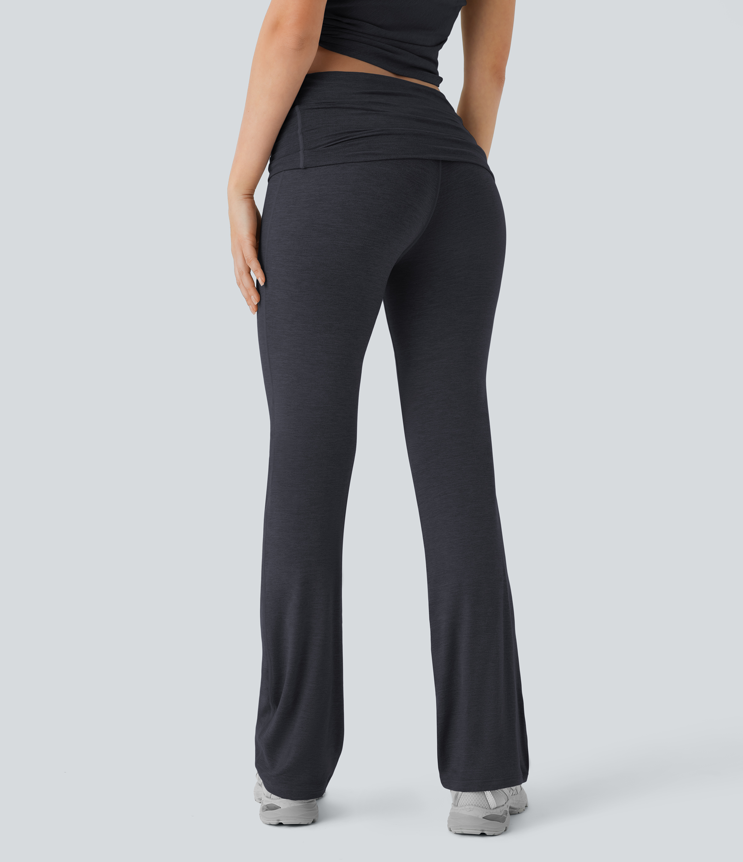 Halara Super High Waisted Foldover Yoga Pants  - Mottled Hemp Black - M(regular) 