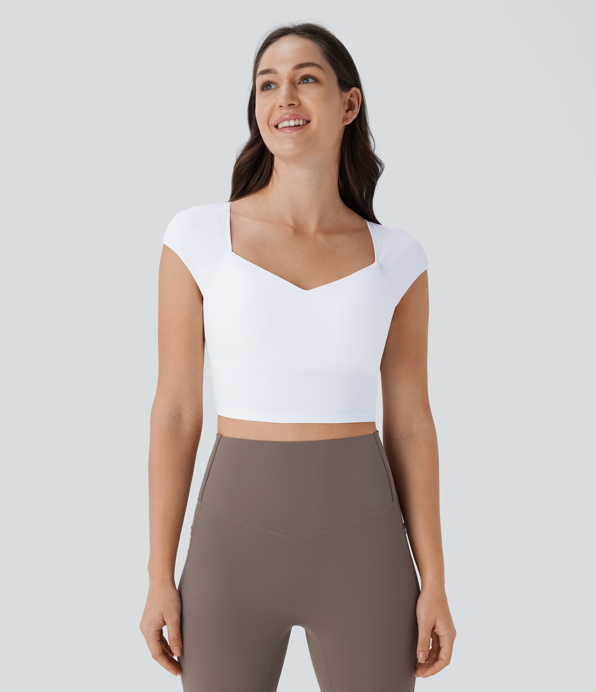 Halara Softlyzeroв„ў Airy Backless Twisted Cap Sleeve Skinny Cropped Cool Touch Yoga Tank Top Tank Top - White - S golf tops halter top 