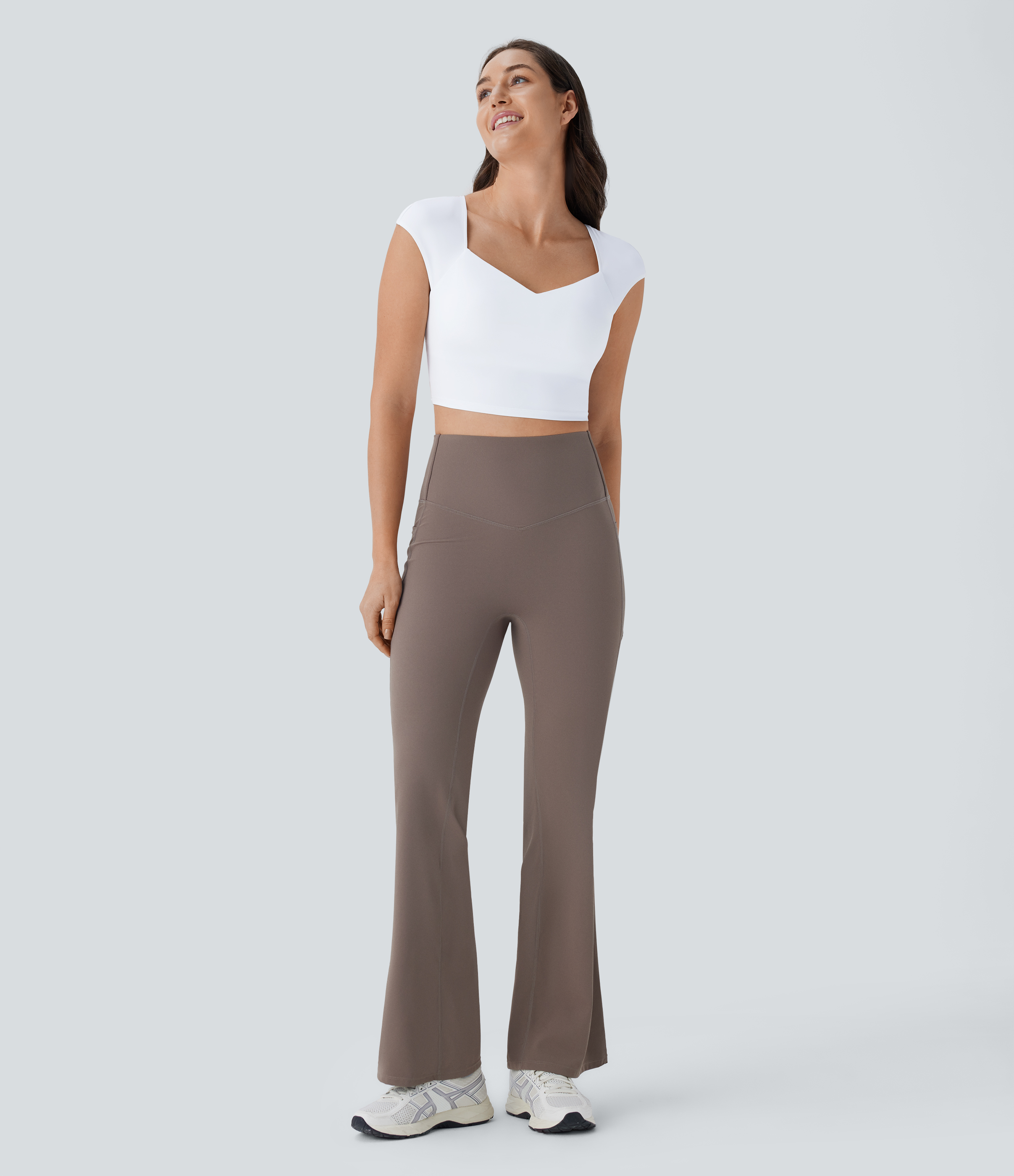 Halara Softlyzeroв„ў Airy Backless Twisted Cap Sleeve Skinny Cropped Cool Touch Yoga Tank Top Tank Top - White - S golf tops halter top 