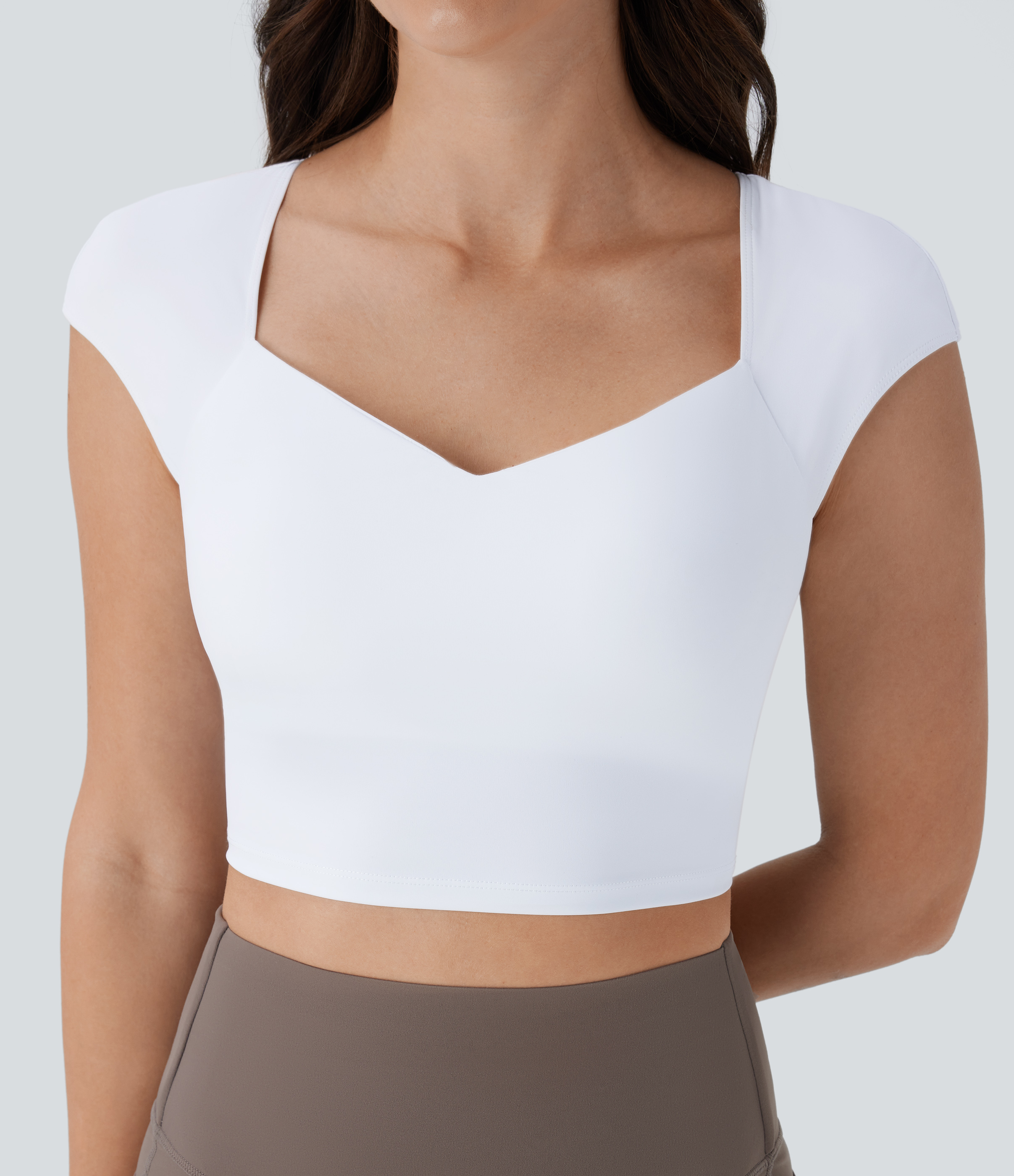Halara Softlyzeroв„ў Airy Backless Twisted Cap Sleeve Skinny Cropped Cool Touch Yoga Tank Top Tank Top - White - S golf tops halter top 