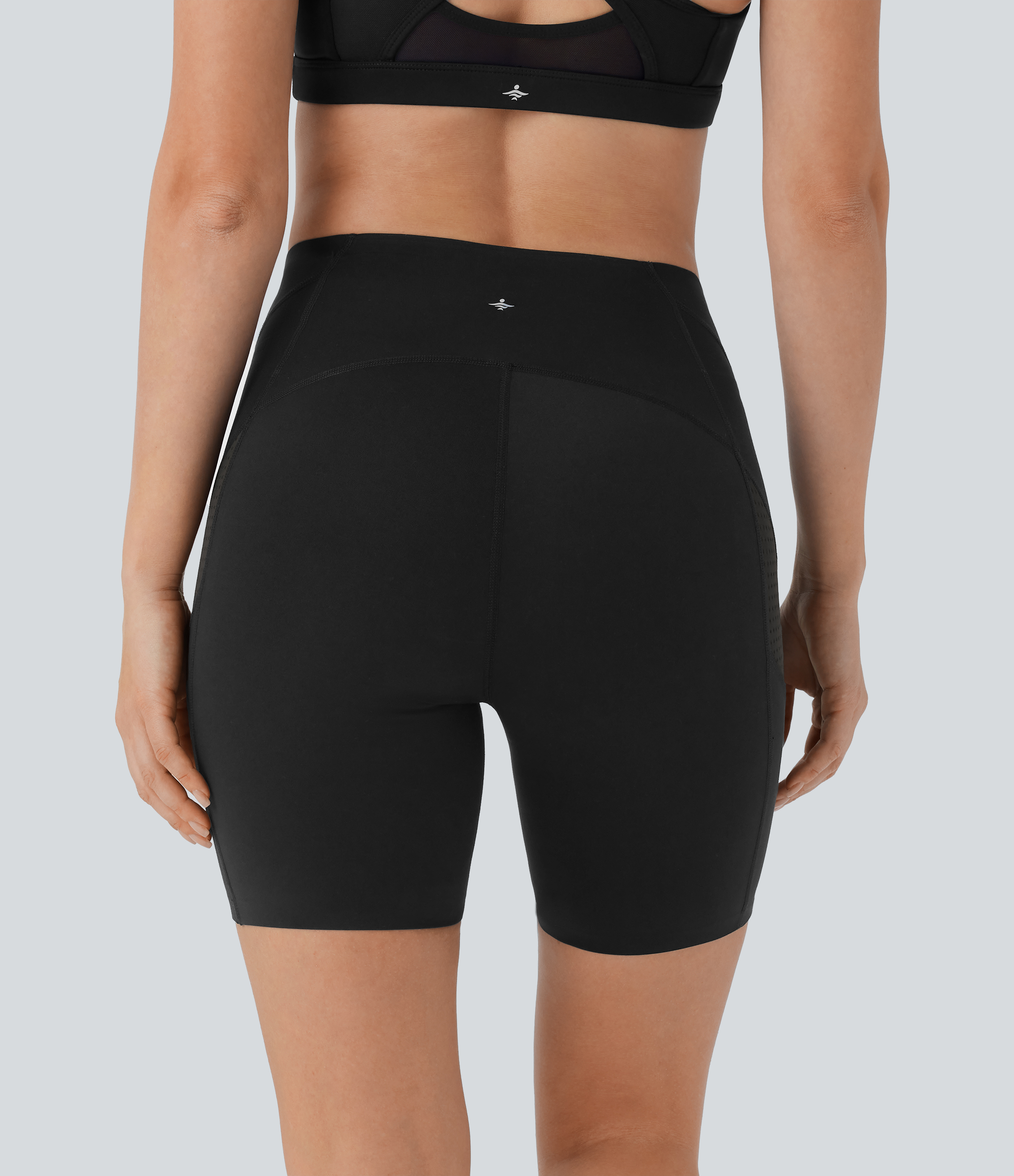 Halara Softlyzeroв„ў SoCinched High Waisted Tummy Control Cut Out Shaping Yoga Biker Shorts 7``-UPF50+  - Black - XS biker shorts women 