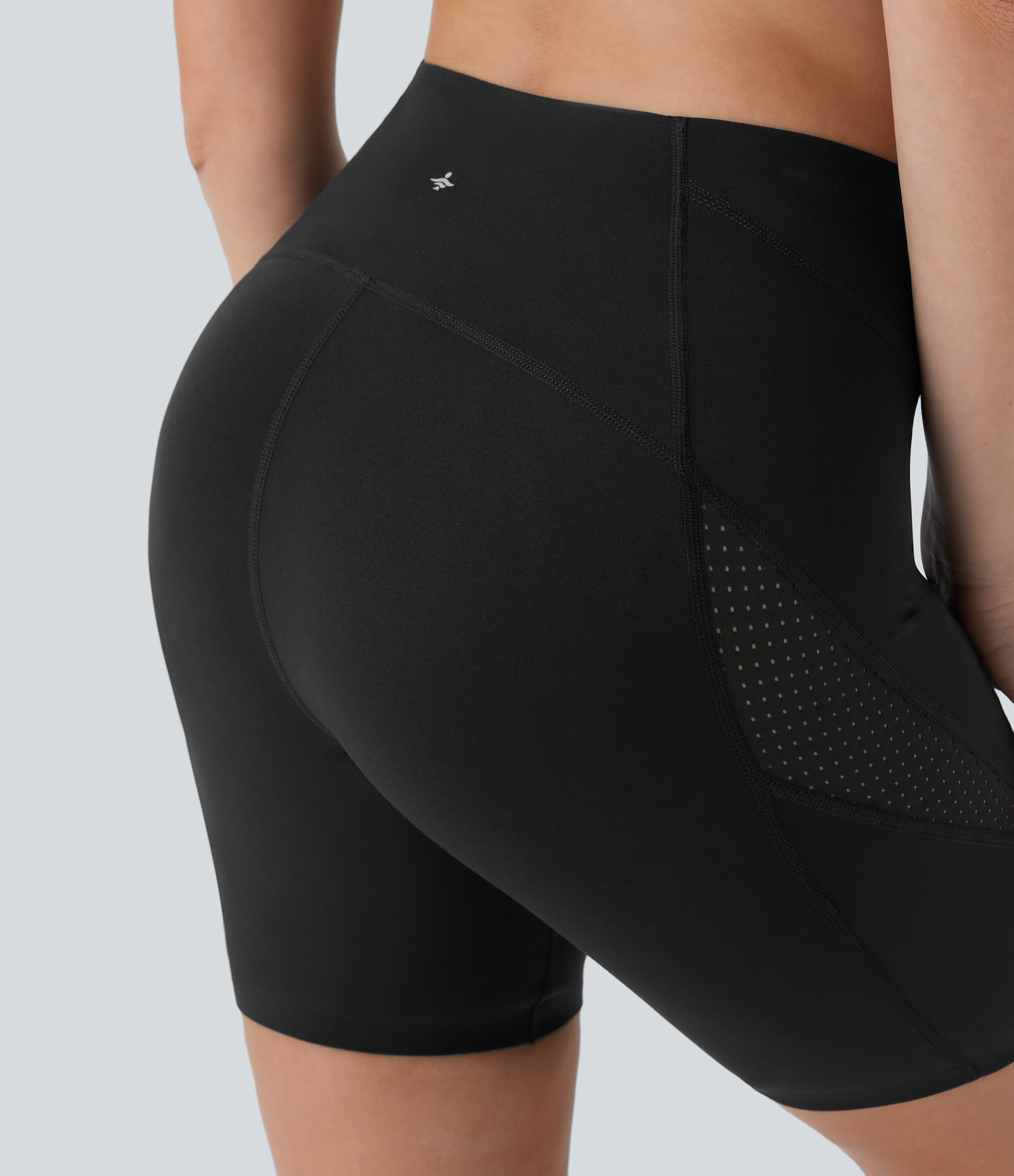 Halara Softlyzeroв„ў SoCinched High Waisted Tummy Control Cut Out Shaping Yoga Biker Shorts 7``-UPF50+  - Black - XS biker shorts women 