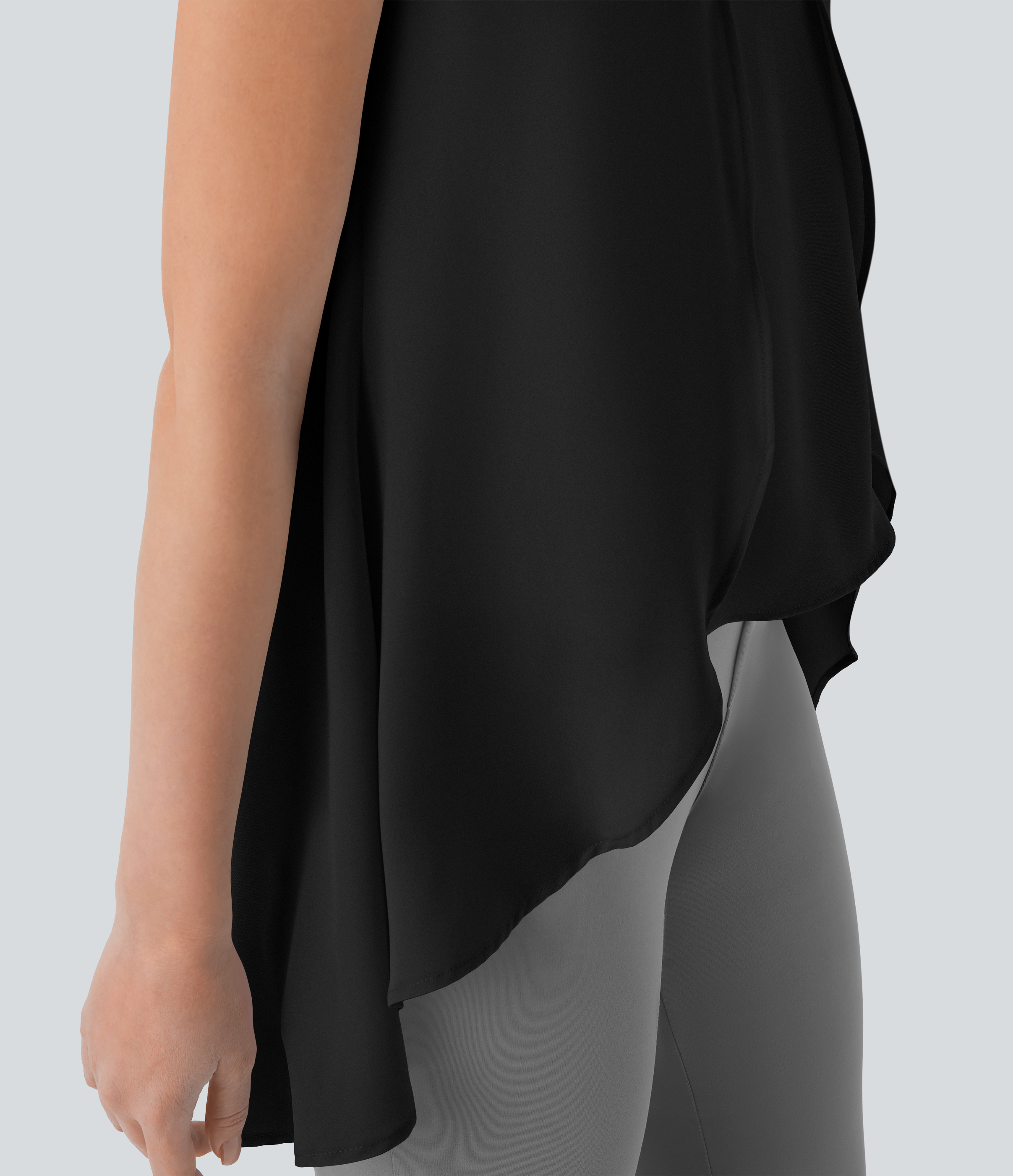 Halara Keyhole Back Sleeveless High Low Flowy Work Top Tank Top - Black - M golf tops halter top tunic tops sleeveless tops backless top 