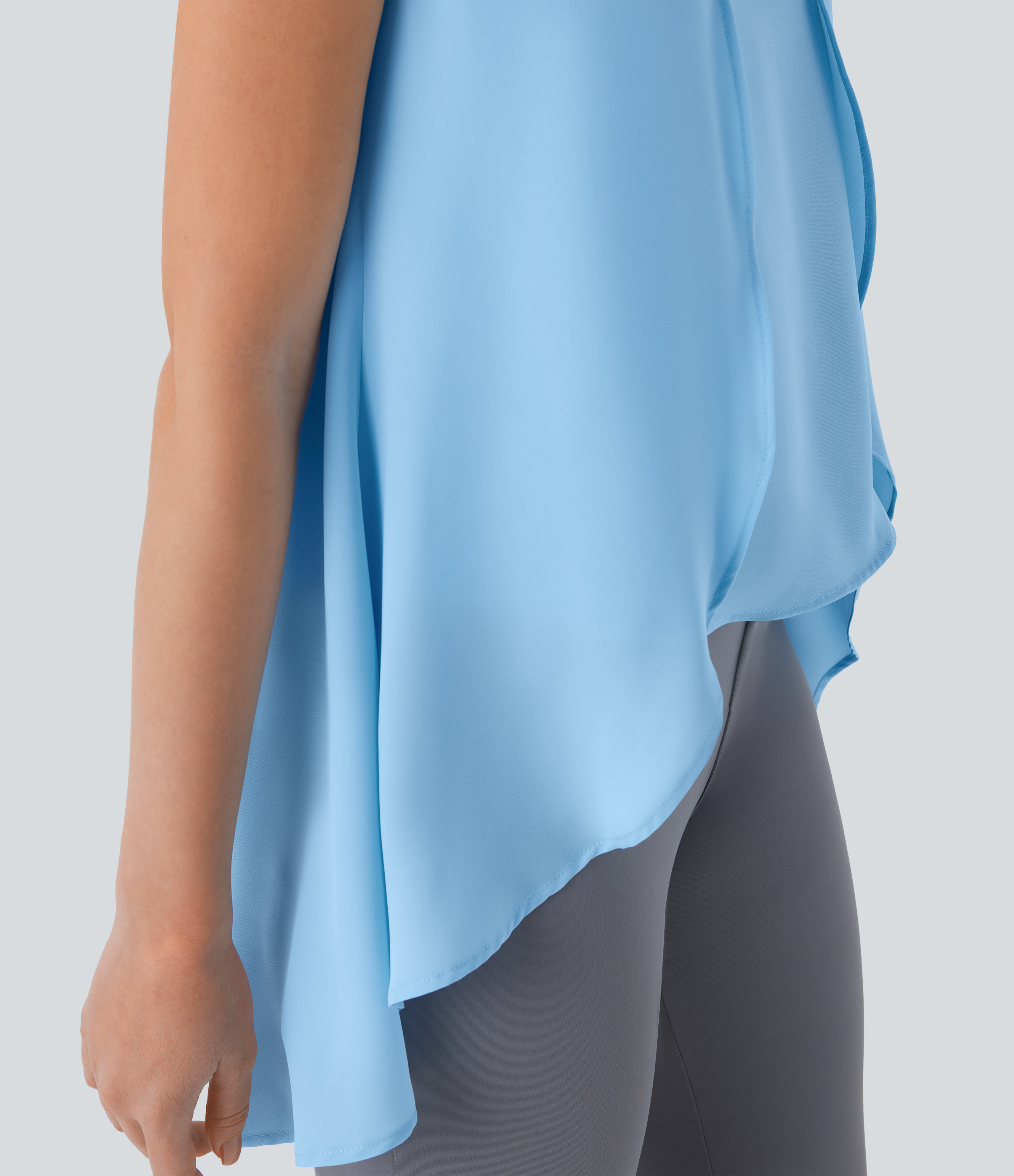 Halara Keyhole Back Sleeveless High Low Flowy Work Top Tank Top - Rippling Blue - XL golf tops halter top tunic tops sleeveless tops 