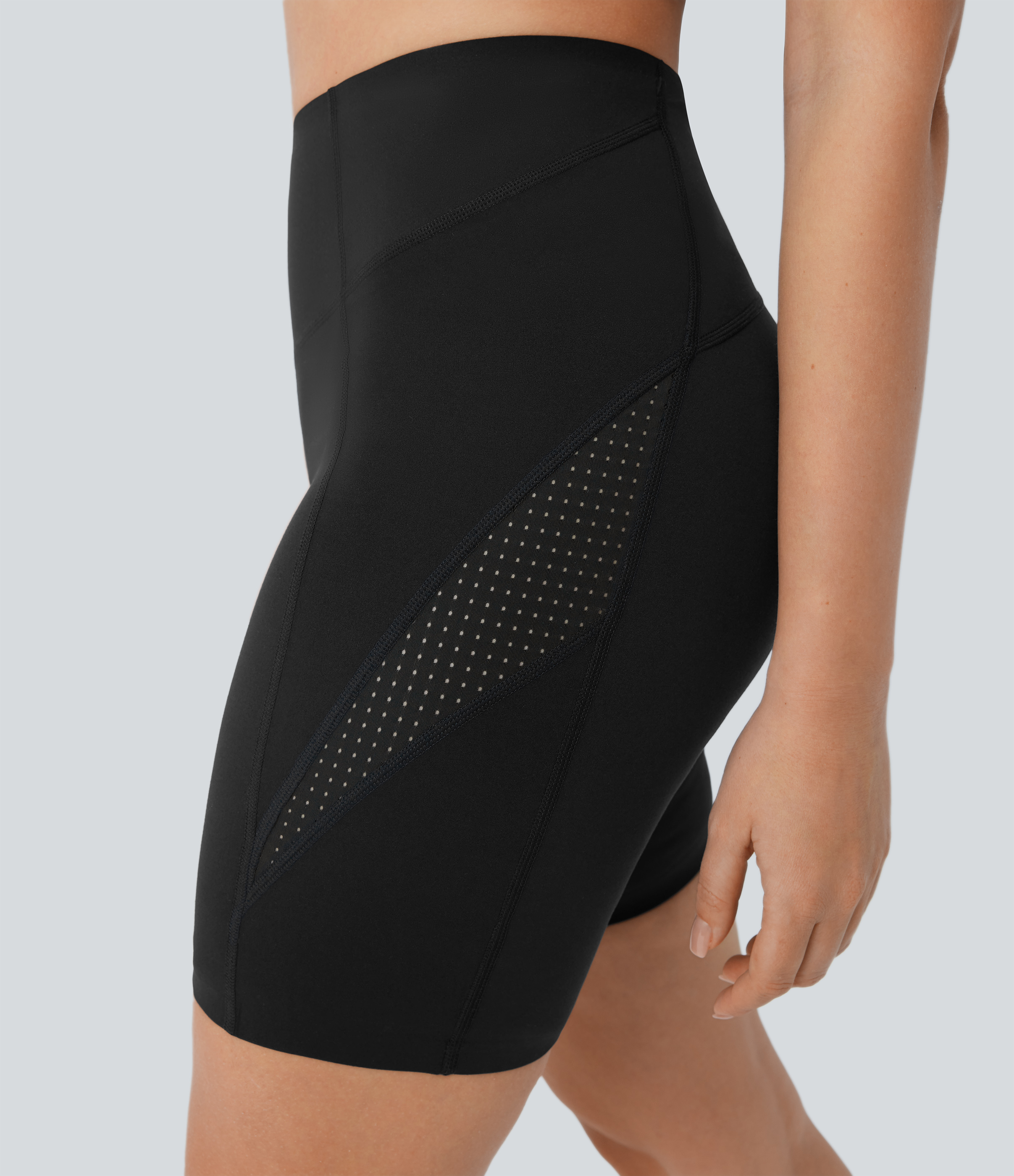 Halara Softlyzeroв„ў SoCinched High Waisted Tummy Control Cut Out Shaping Yoga Biker Shorts 7``-UPF50+  - Black - XS biker shorts women 