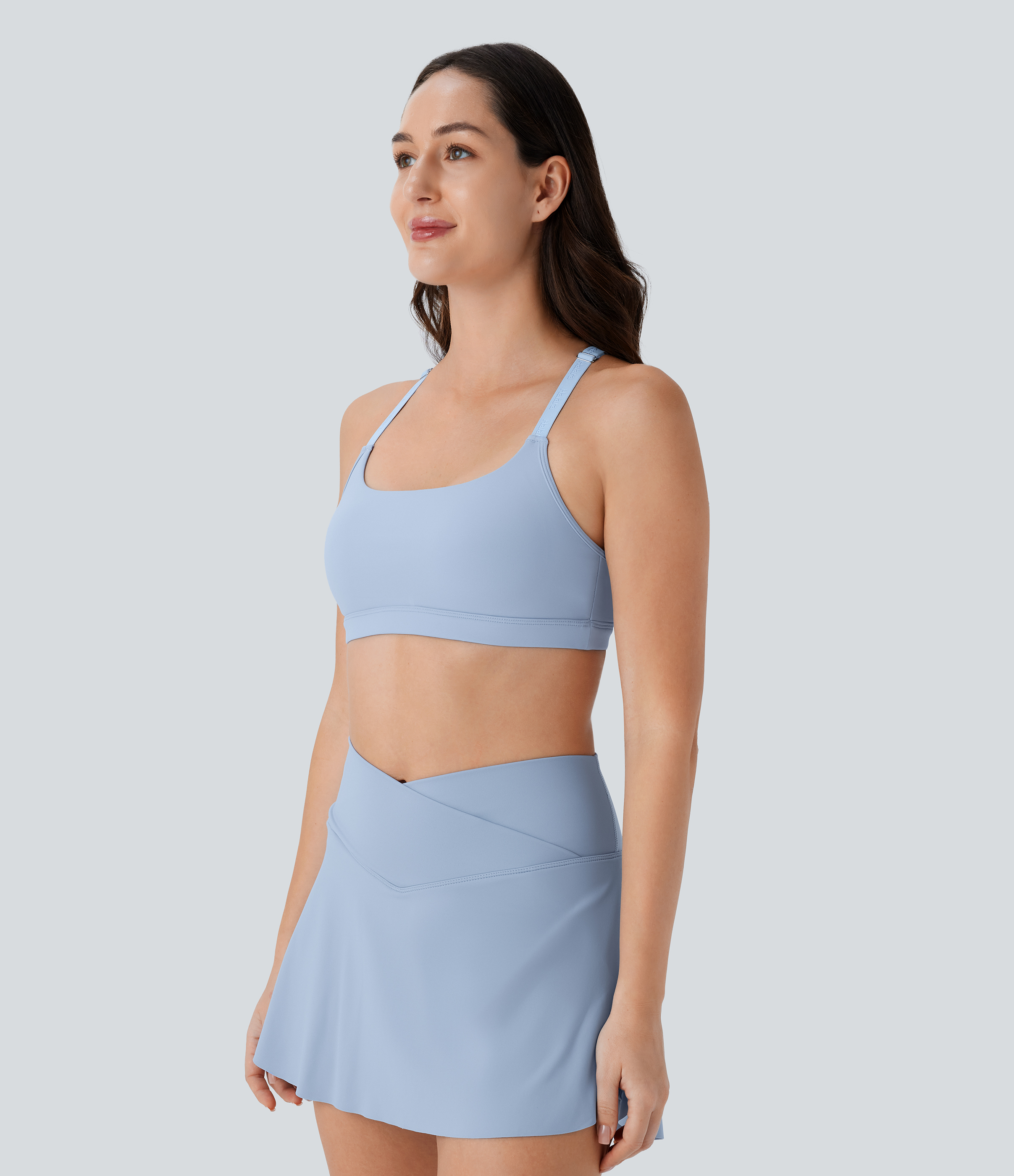 Halara Softlyzeroв„ў Airy Low Support Adjustable Strap Racerback Contrast Mesh Cool Touch Yoga Sports Bra  - Angel Falls - XL push up bra 