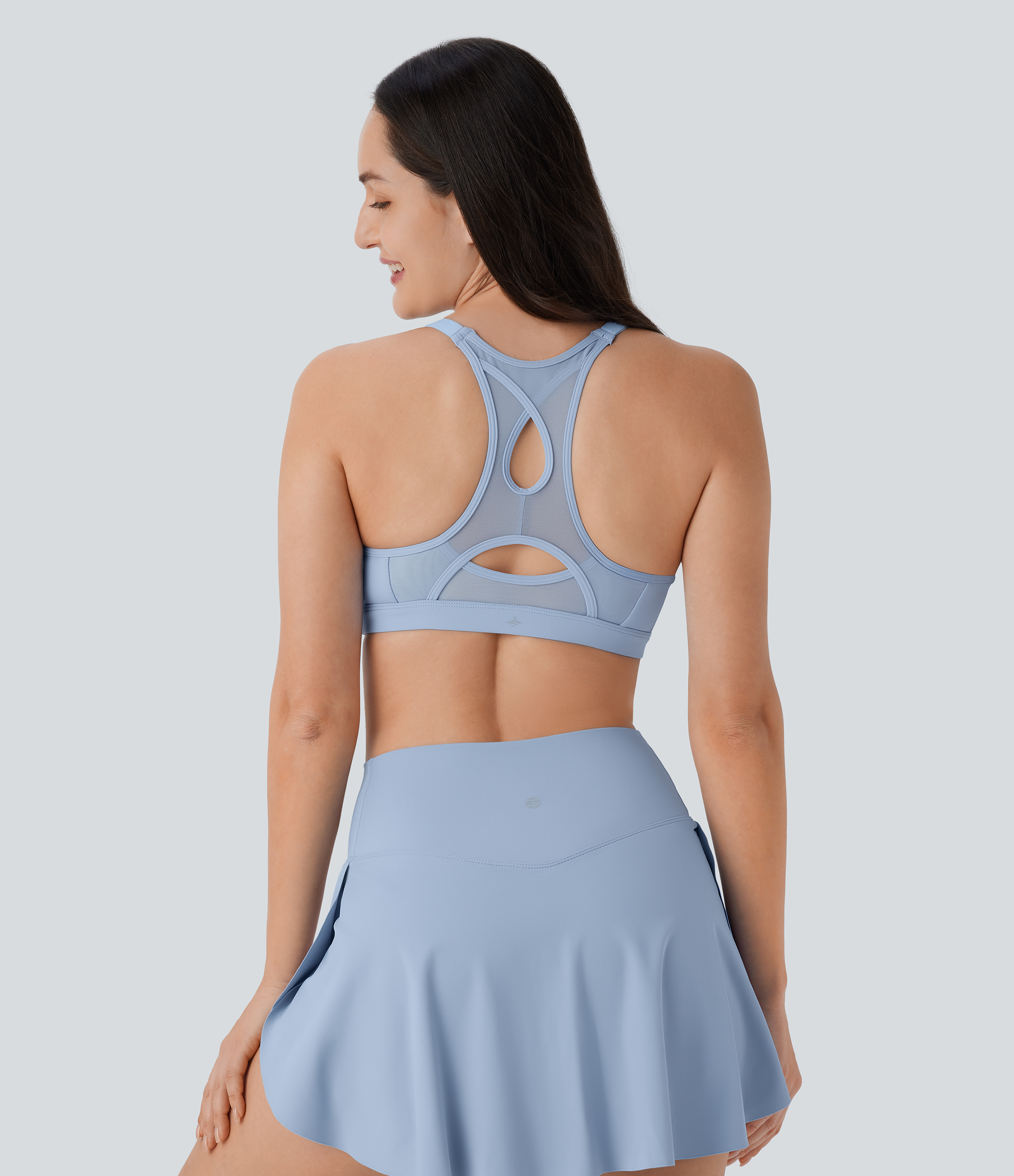 Halara Softlyzeroв„ў Airy Low Support Adjustable Strap Racerback Contrast Mesh Cool Touch Yoga Sports Bra  - Angel Falls - XL push up bra 