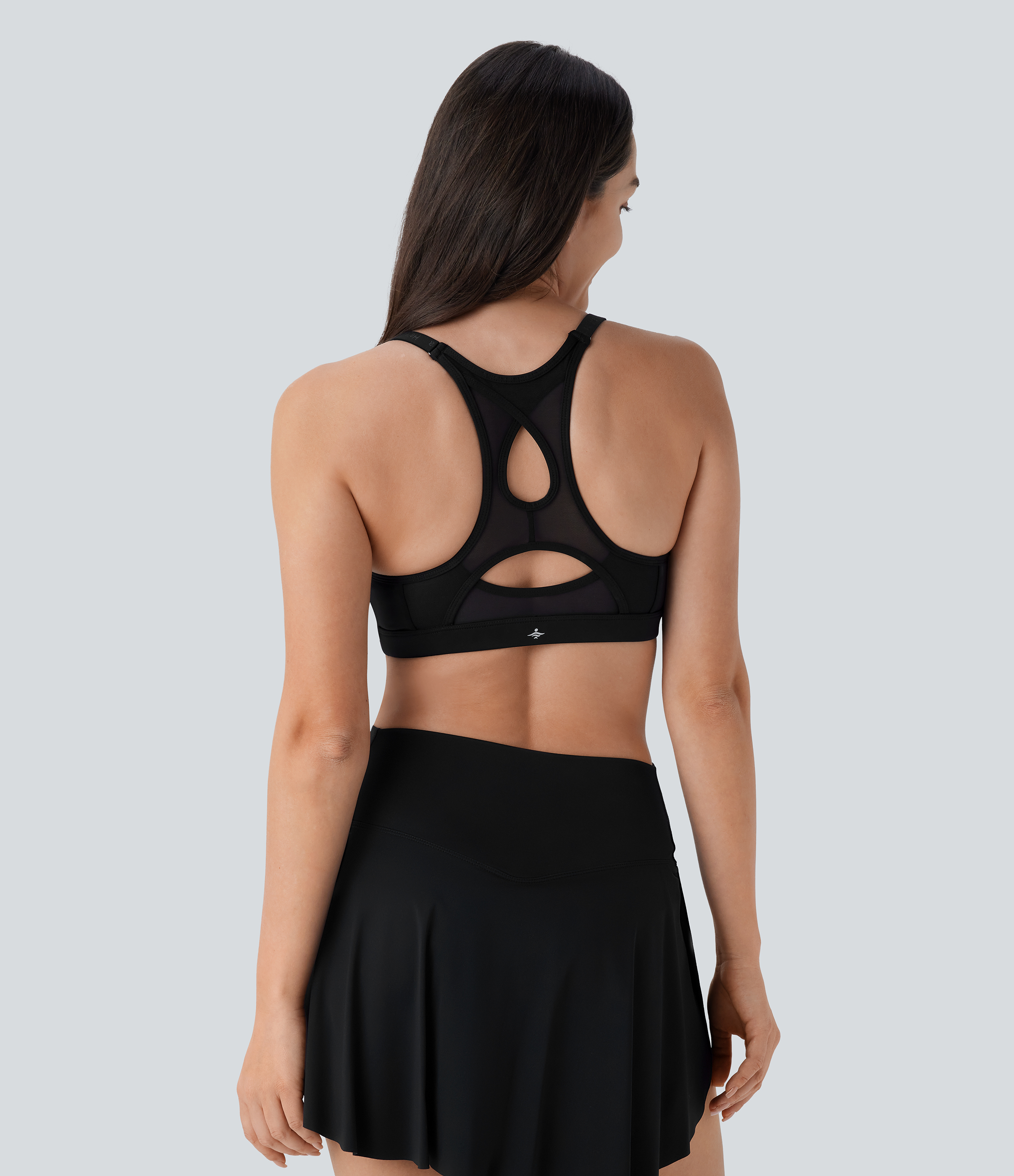 Halara Softlyzeroв„ў Airy Low Support Adjustable Strap Racerback Contrast Mesh Cool Touch Yoga Sports Bra  - Black - L push up bra 