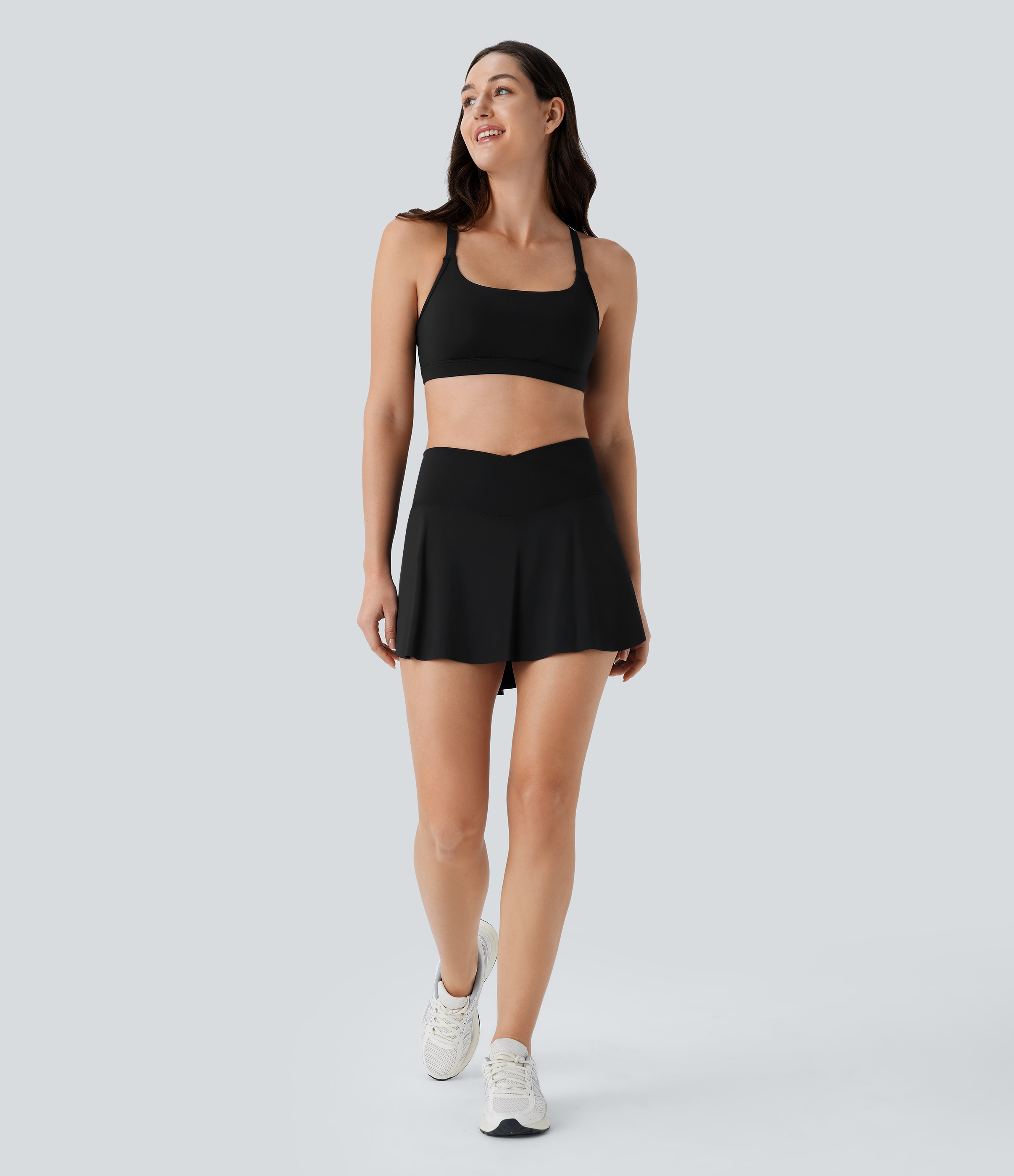 Halara Softlyzeroв„ў Airy Low Support Adjustable Strap Racerback Contrast Mesh Cool Touch Yoga Sports Bra  - Black - L push up bra 