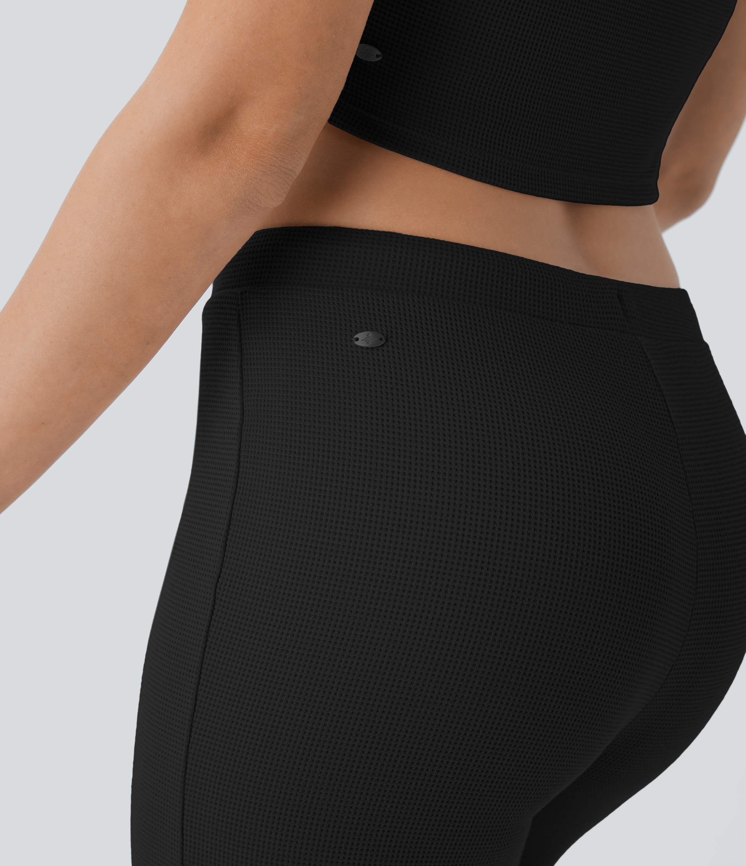 Halara Mid Rise Drawstring Straight Leg Waffle Lounge Pants  - Black - M(regular) 