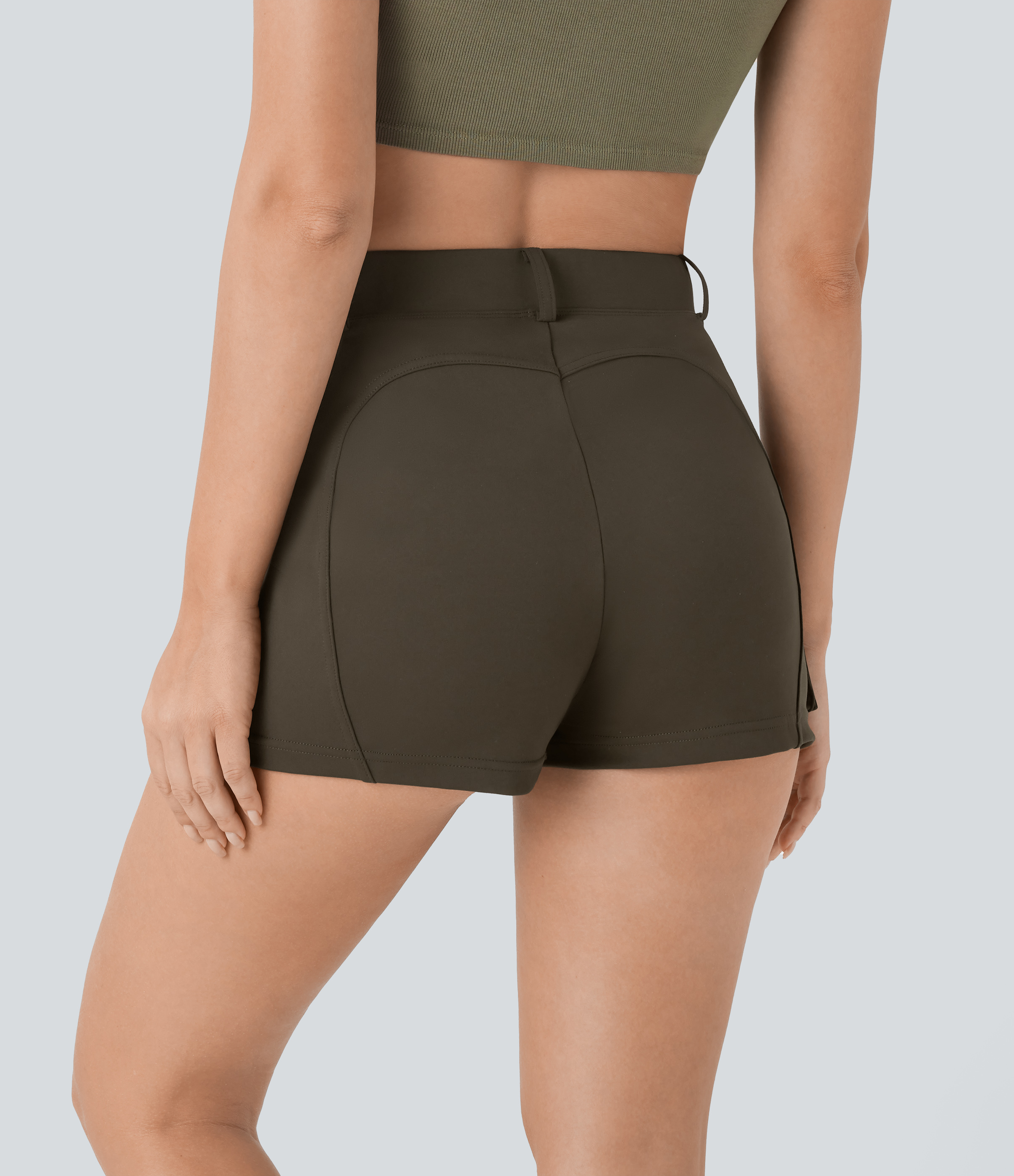 Halara High Waisted Decorative Button Multiple Pockets Casual Cargo Shorts  - Forest Night - XL booty shorts compression shorts yoga shorts 
