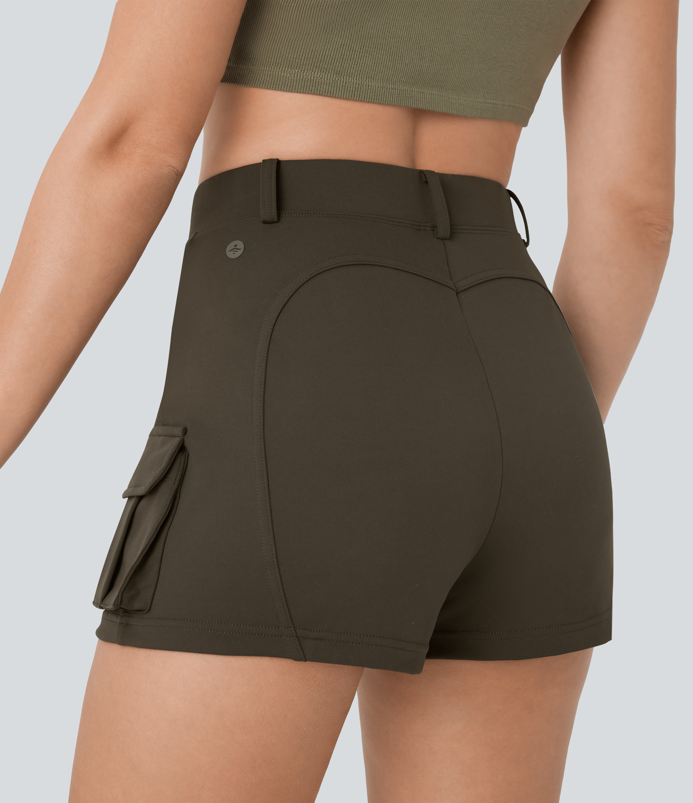 Halara High Waisted Decorative Button Multiple Pockets Casual Cargo Shorts  - Forest Night - XL booty shorts compression shorts yoga shorts 