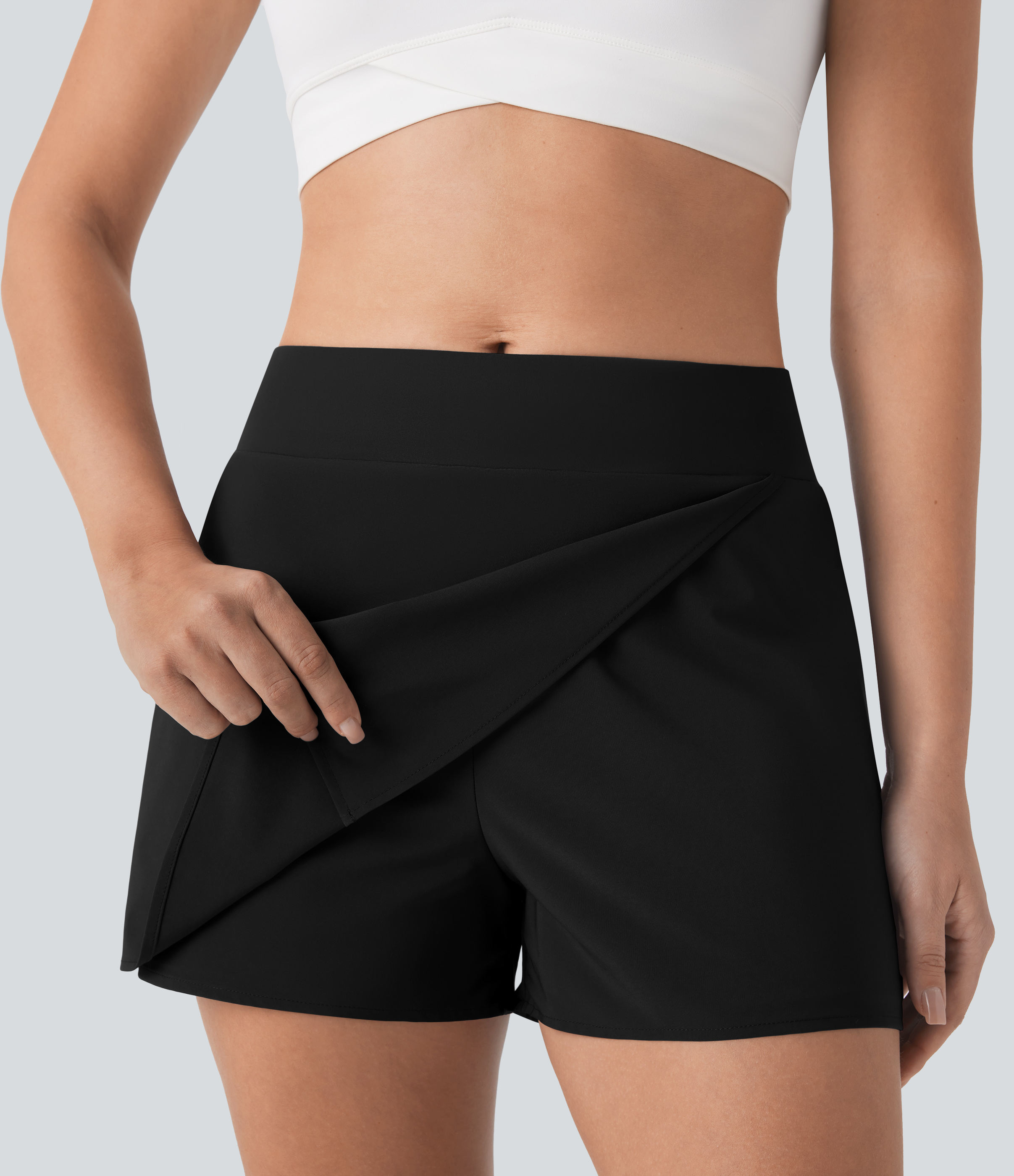 Halara Breezefulв„ў Mid Rise Side Pocket Wrapped Quick Dry Yoga Shorts Gym Short - Black - L booty shorts compression shorts yoga shorts 